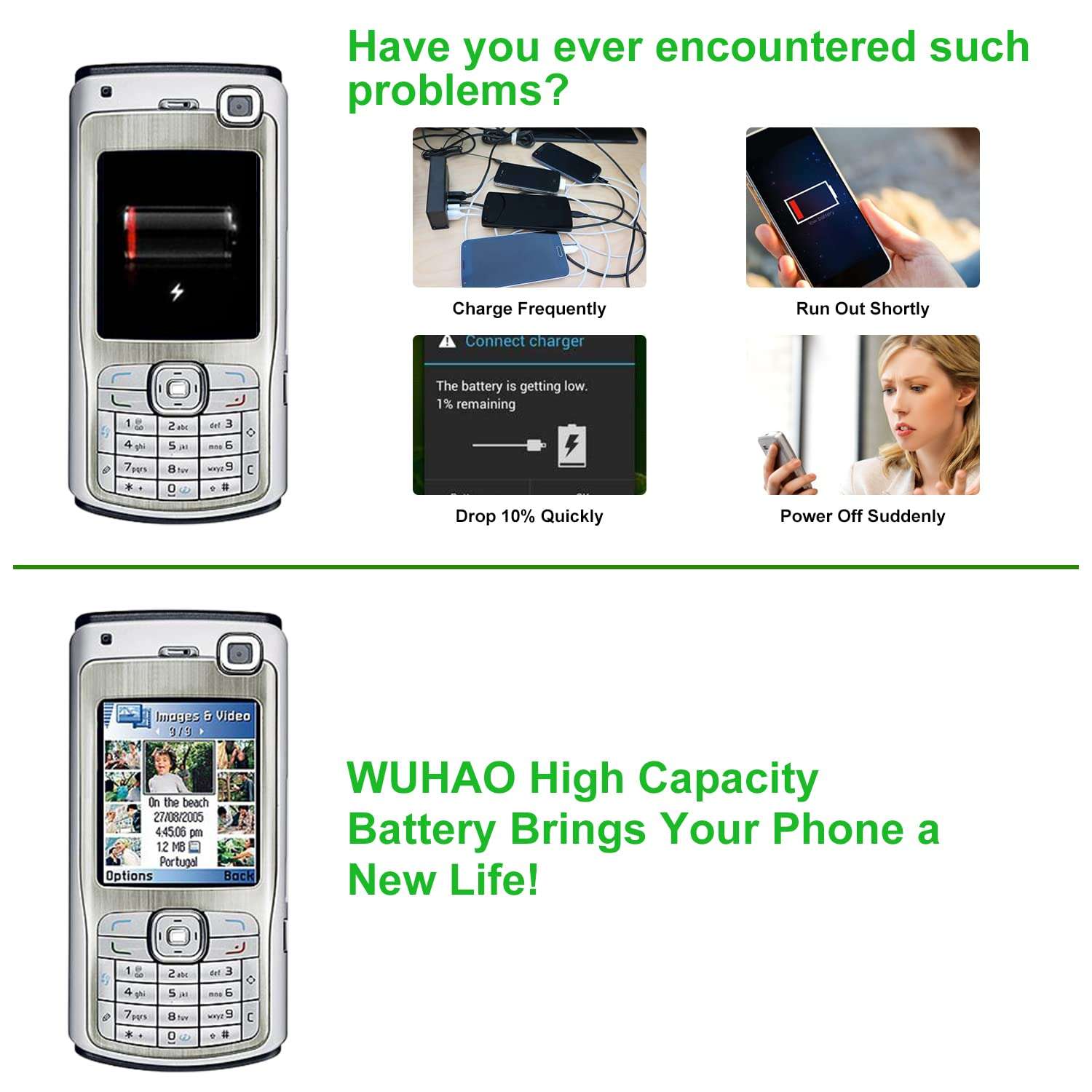 WUHAO 2 Pack BL-5C Rechargeable Battery 1020mAh for Nokia Household Radio with Current Protection Replacement Battery 3.7V 3