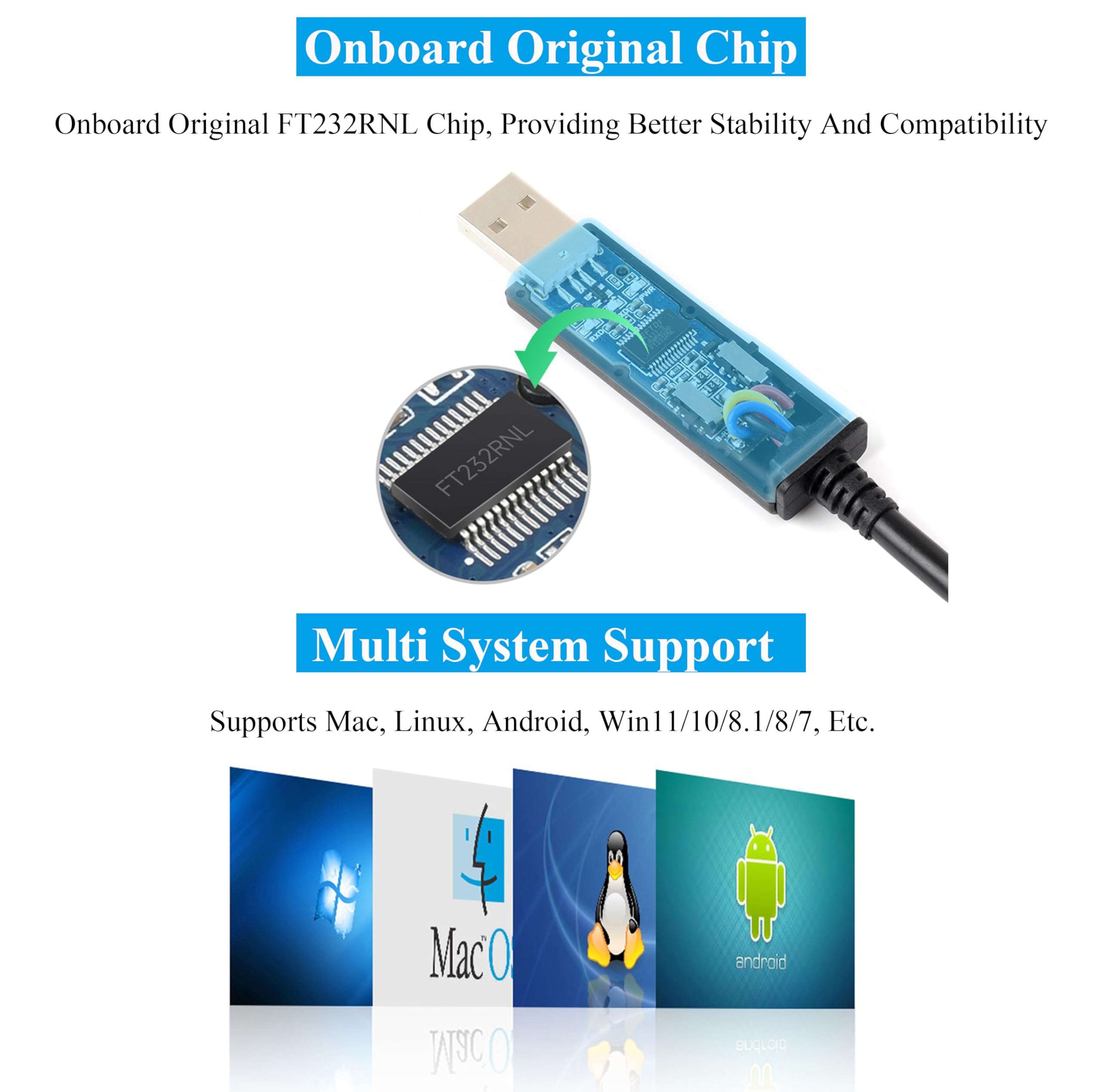 UeeKKoo USB to RS485 /RS232 Converter Board, Original FT232RNL Chip Stable Transmission, Onboard Power and Signal Indicators, Supports Mac Linux Android Win11/10/8.1/8/7,etc. 6