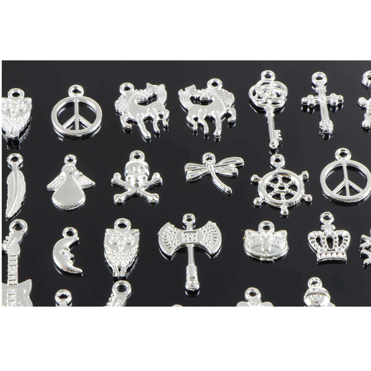 50pcs Charms for Jewelry Making,Dainty Tibetan Silver Charms Pendants Crafting Accessories for Necklace Bracelet Ankle Jewelry DIY Making 5