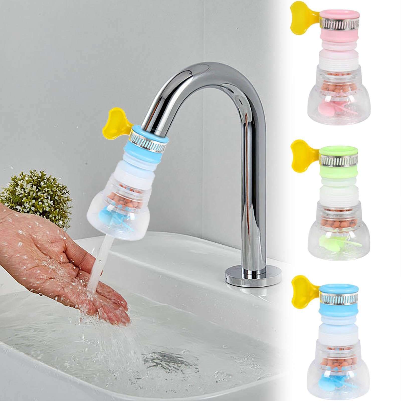 1PC Small Water Filter, Portable Faucet Splashing Proof Head Multicolor Kitchen Water Purification Filter Useful Powerful Kitchen and Bathroom Retractable Rotating Showerhead (1PC Pink) 1