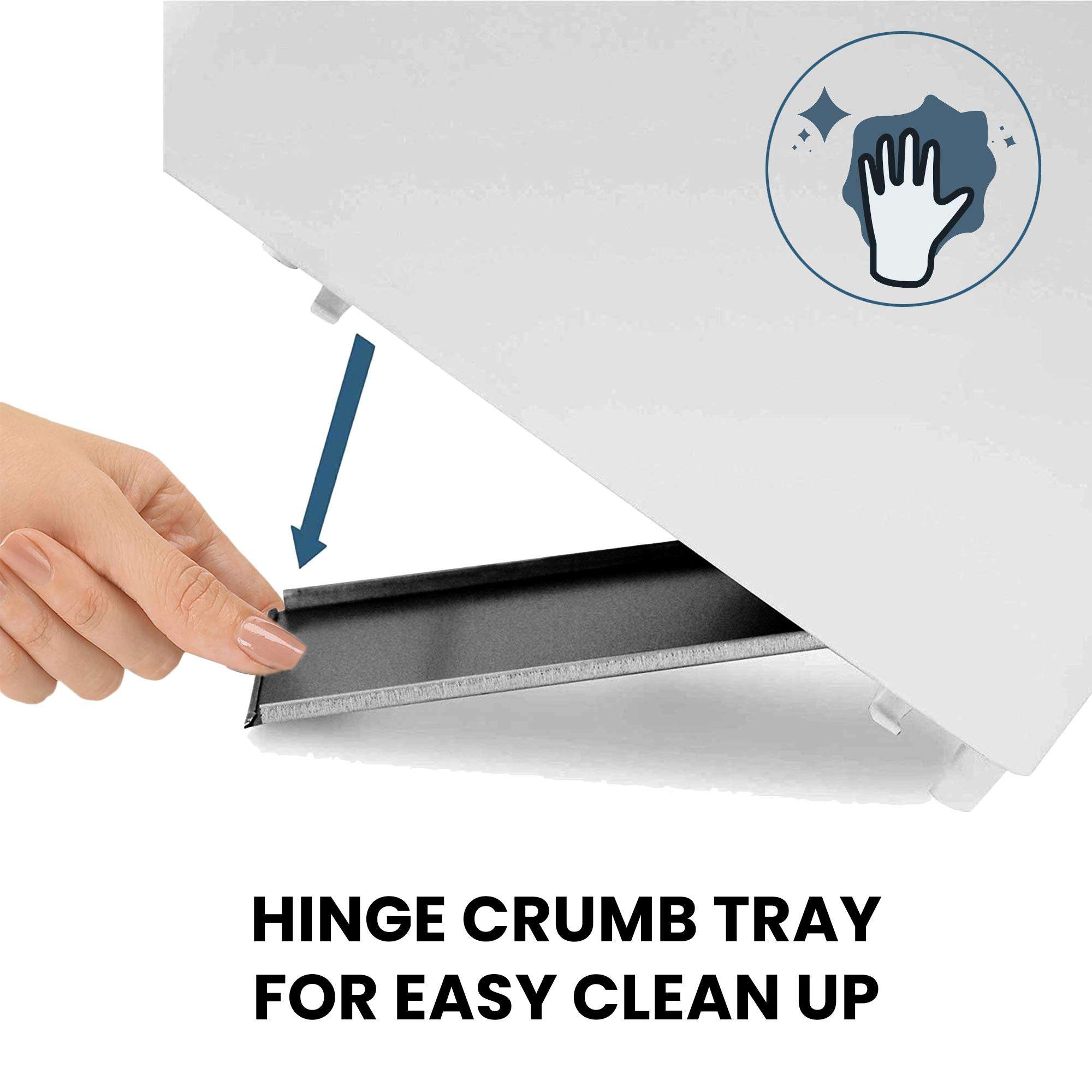 AGARO - 33263 750-Watt 2-Slice Pop-Up Toaster with 6 Toasting Settings & Removable Crumb Tray (White). 4