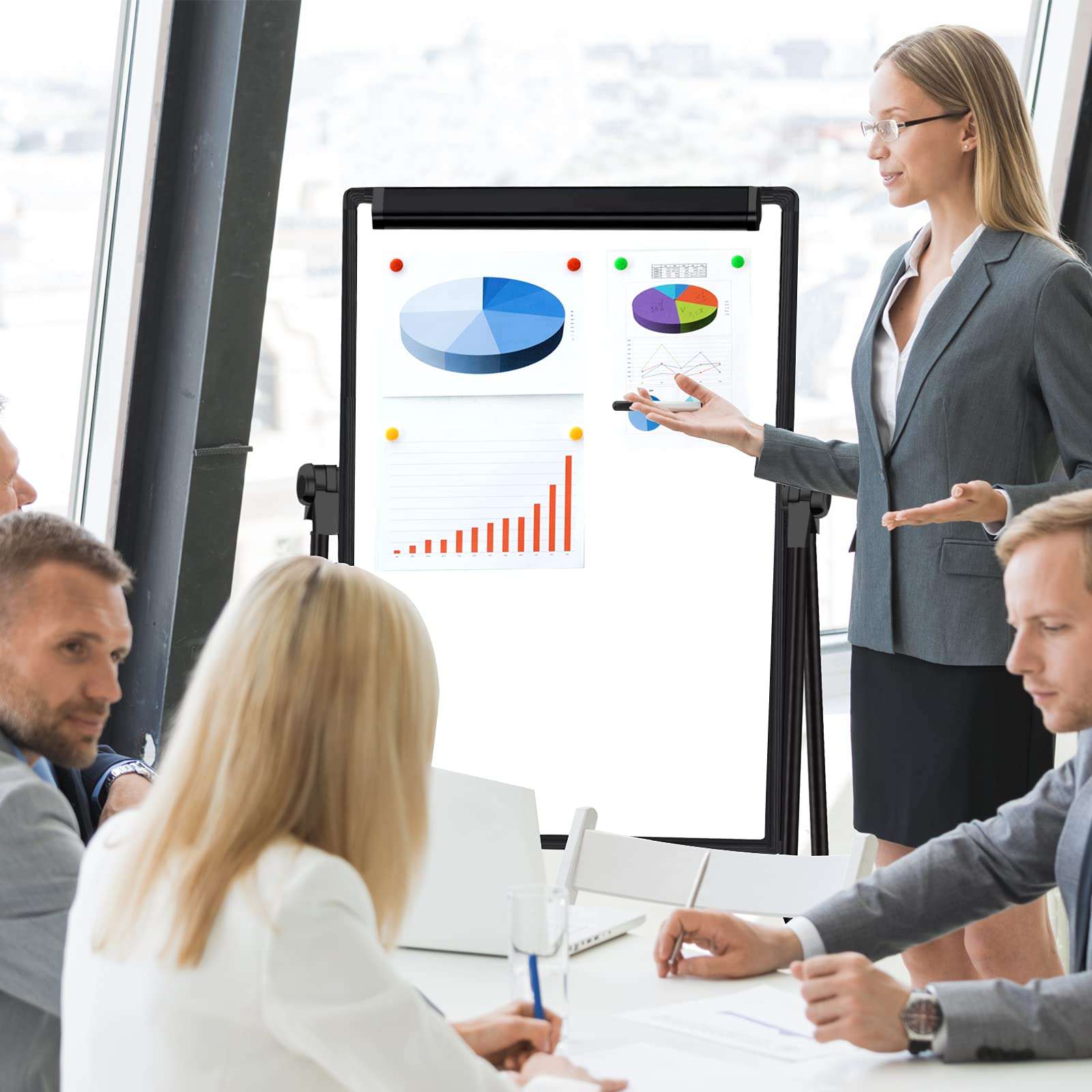 Magnetic Whiteboard with Stand - Double Sided 40"x28" Portable U Stand Easel Whiteboard, Height Adjustable & 360° Rotating Dry Erase Boards for Classroom, Home, Restaurant & Presentation 6