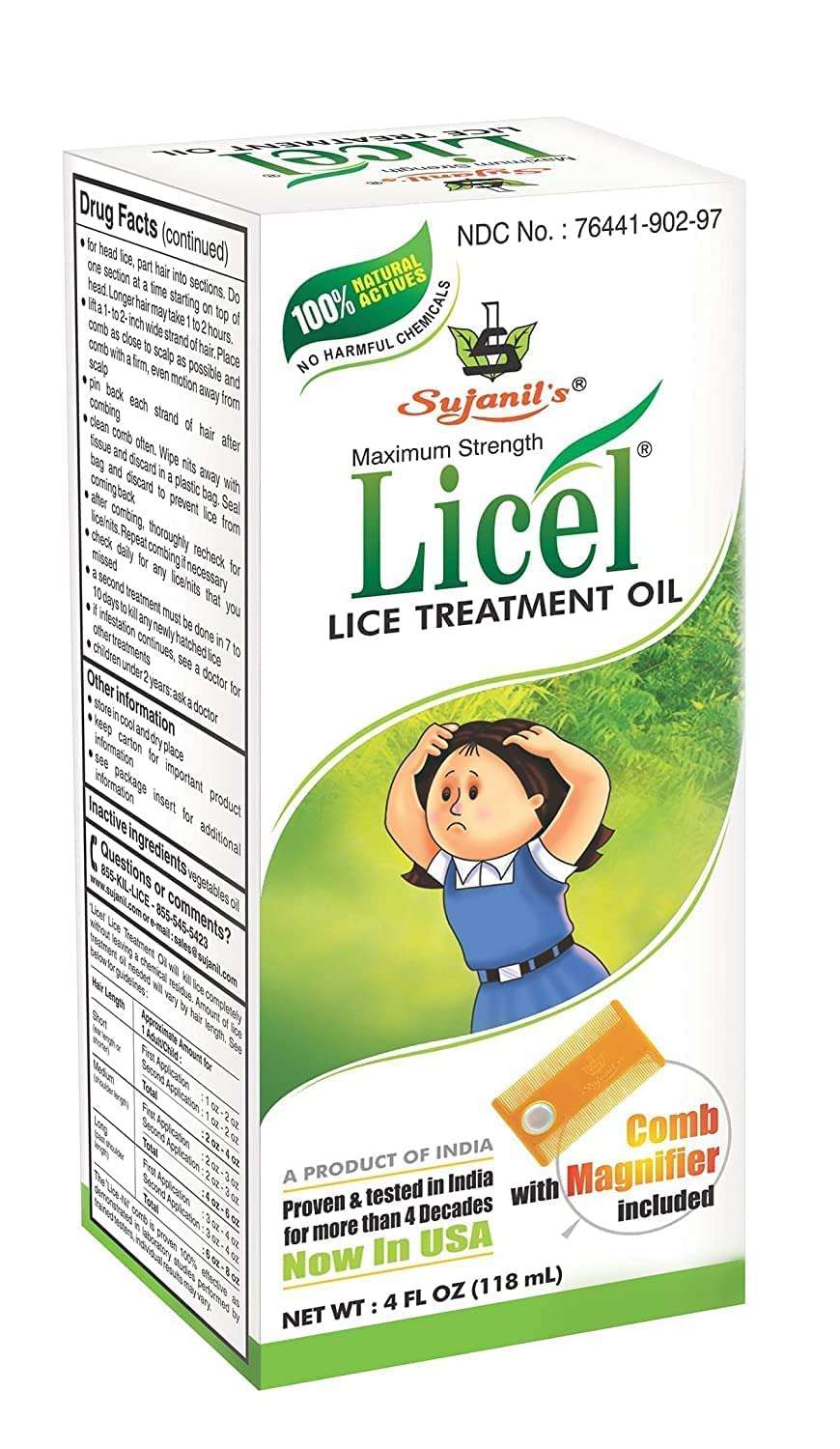 Licel Natural Lice Treatment Kit - Guaranteed to kill Lice & Nits - All Natural with Neem & Tea tree Oil - (118 ml) Lice Kit with Oil & Comb 4