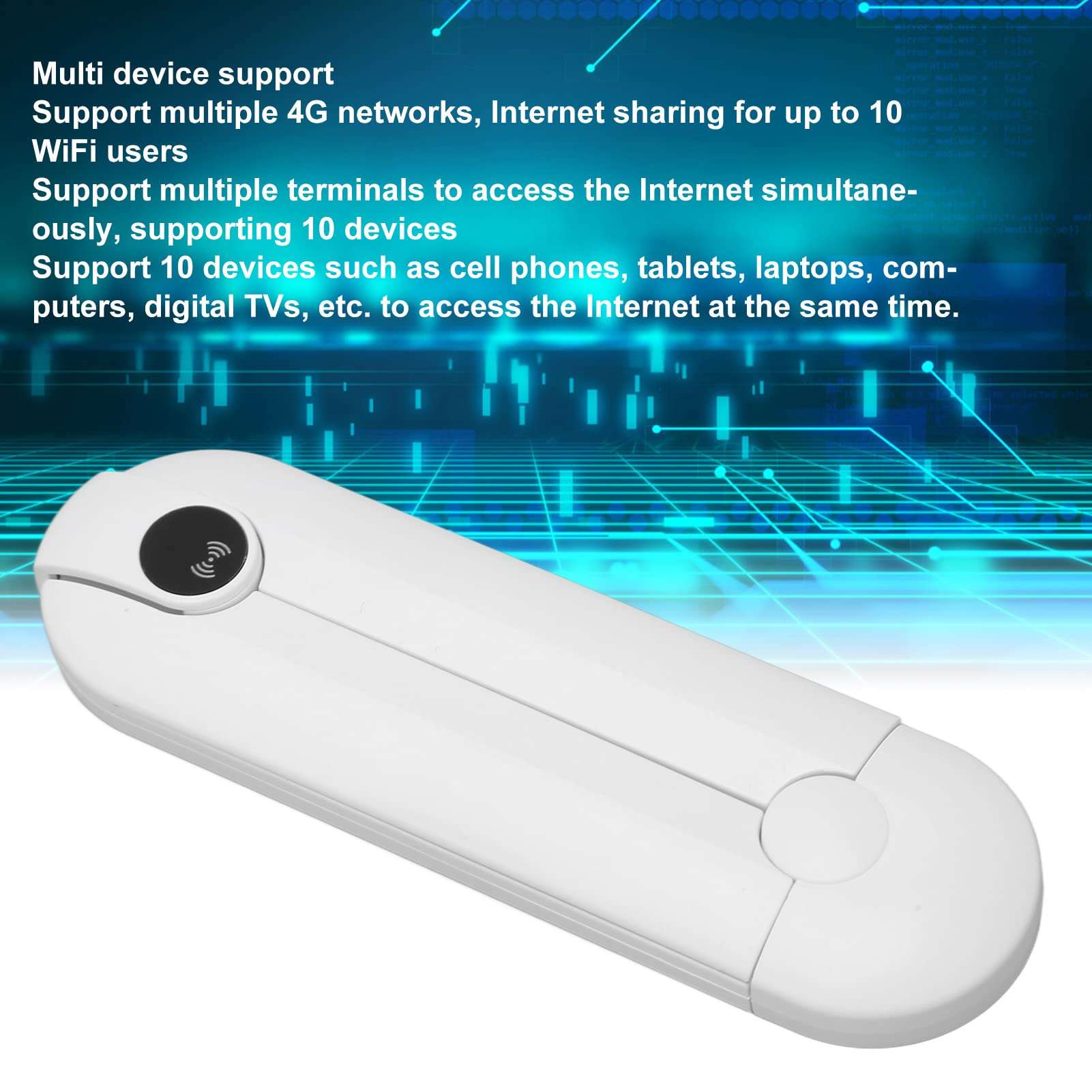 Mobile WiFi Hotspot, 4G LTE WiFi Hotspot Device, Portable WiFi Router with SIM Card Slot, Up to 10 WiFi Connect Devices, Powered by Devices with USB Ports 2