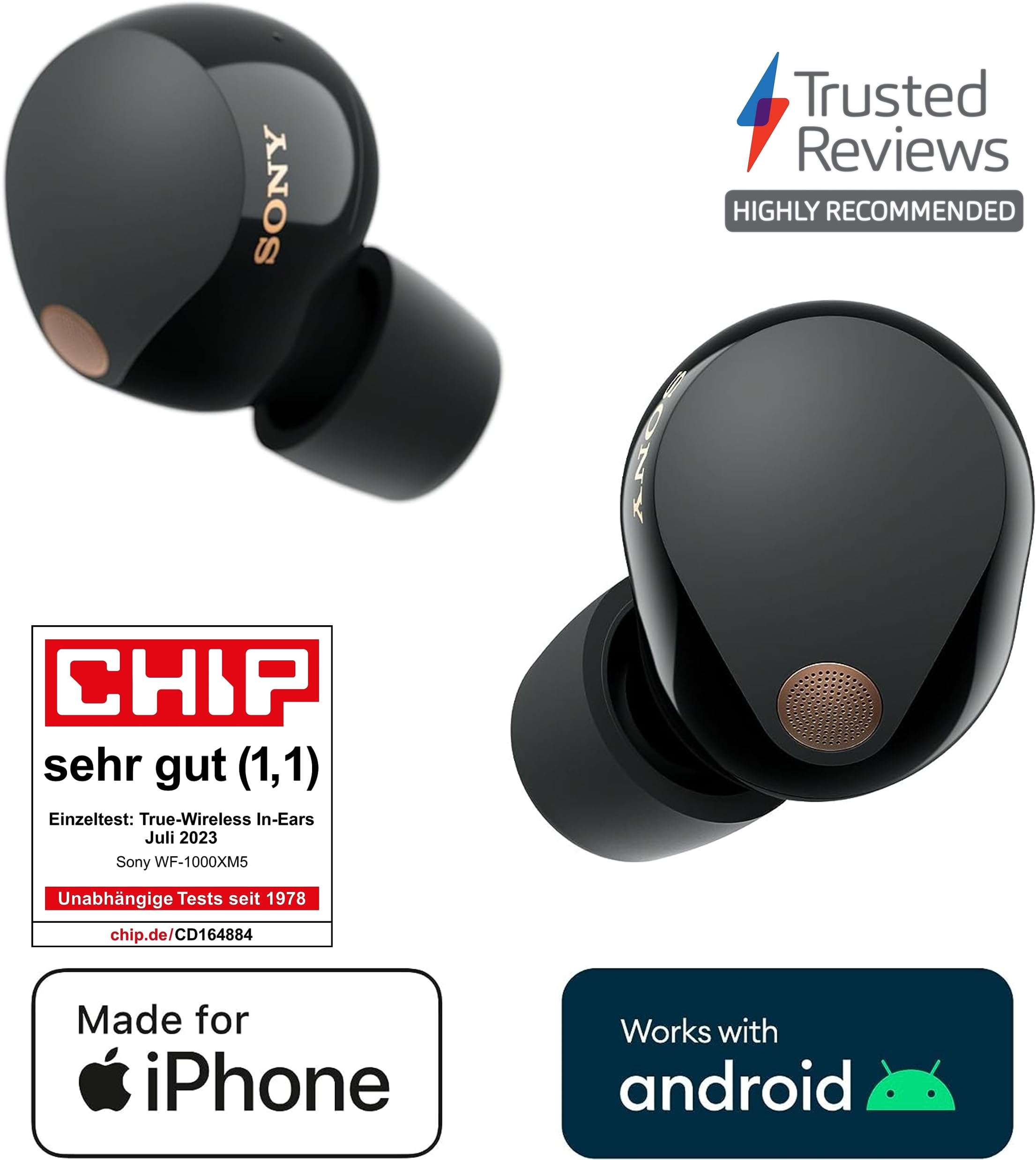 Sony WF-1000XM5 Truly Wireless Noise Canceling Earbuds (Black) 2