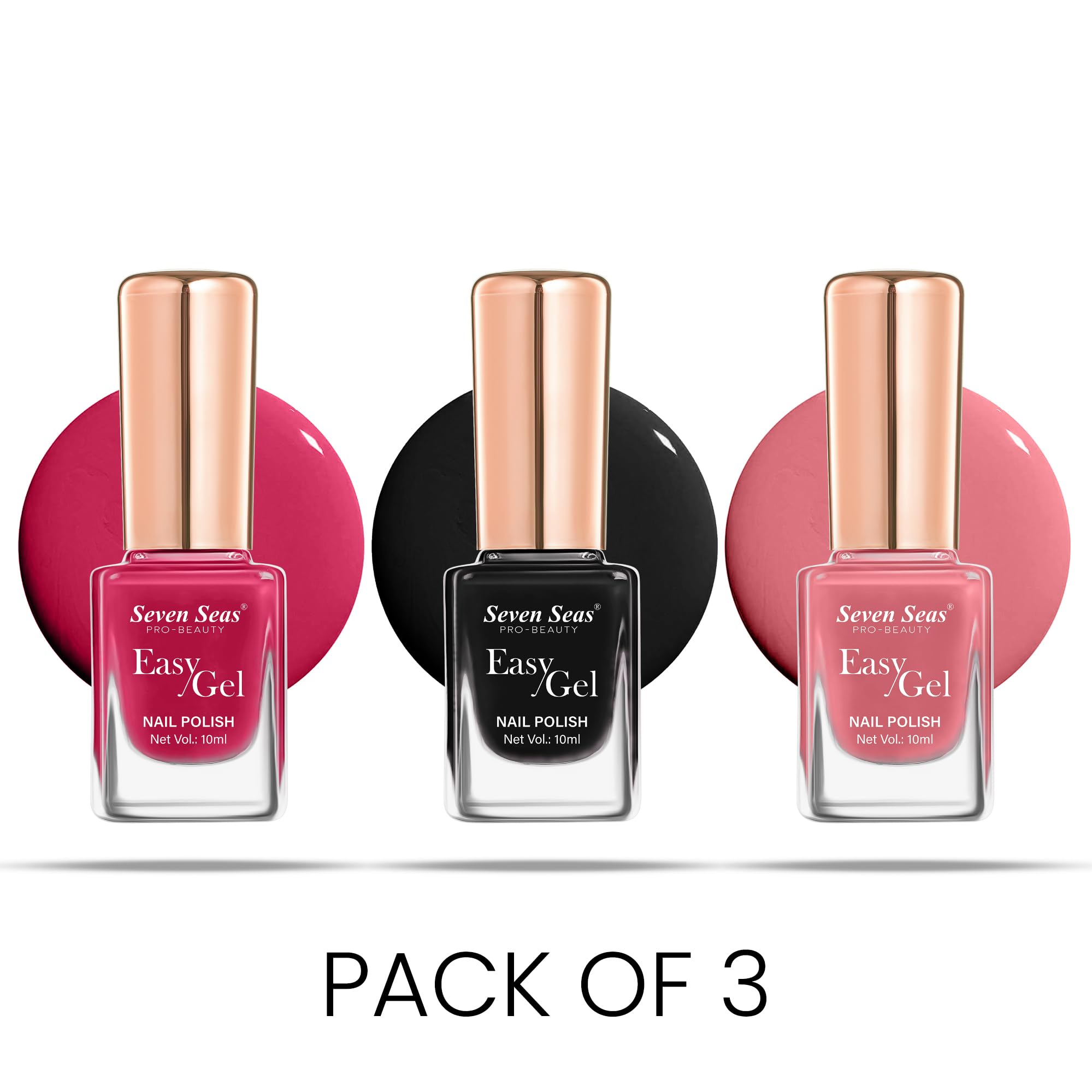 Seven Seas Easy Gel Nail Polish | Quick Dry Gel Nail Polish, Pack of 3 (Combo-06, 30ml) 3