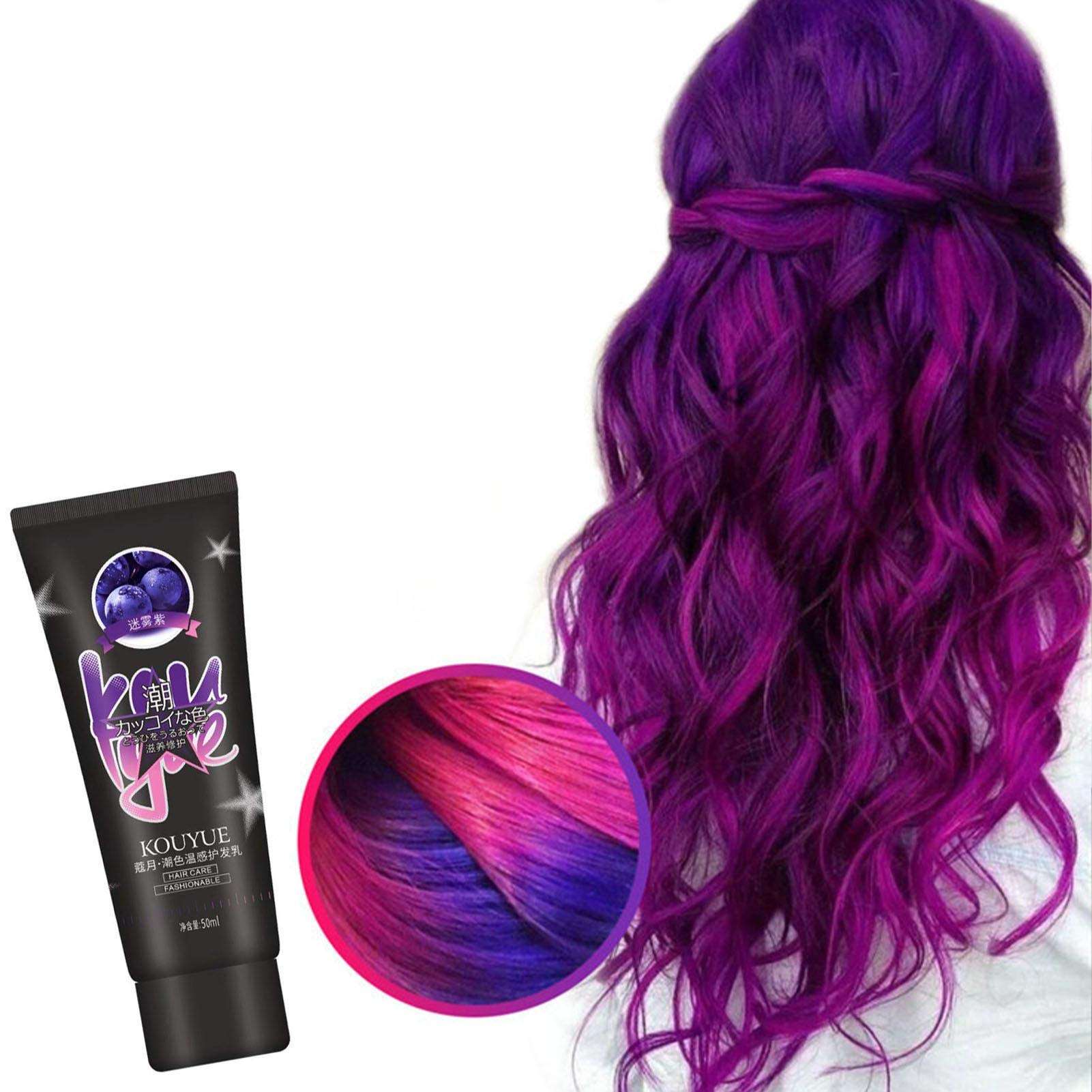 Magical Thermochromic Color Changing Hair Dye, Heat Activated Semi Permanent Hair Dye Cream, Thermochromic Hair Colors Paint for Hair Styling Tools Thermo-Sensing Shade-Shifting Effect Hair Dyes 1