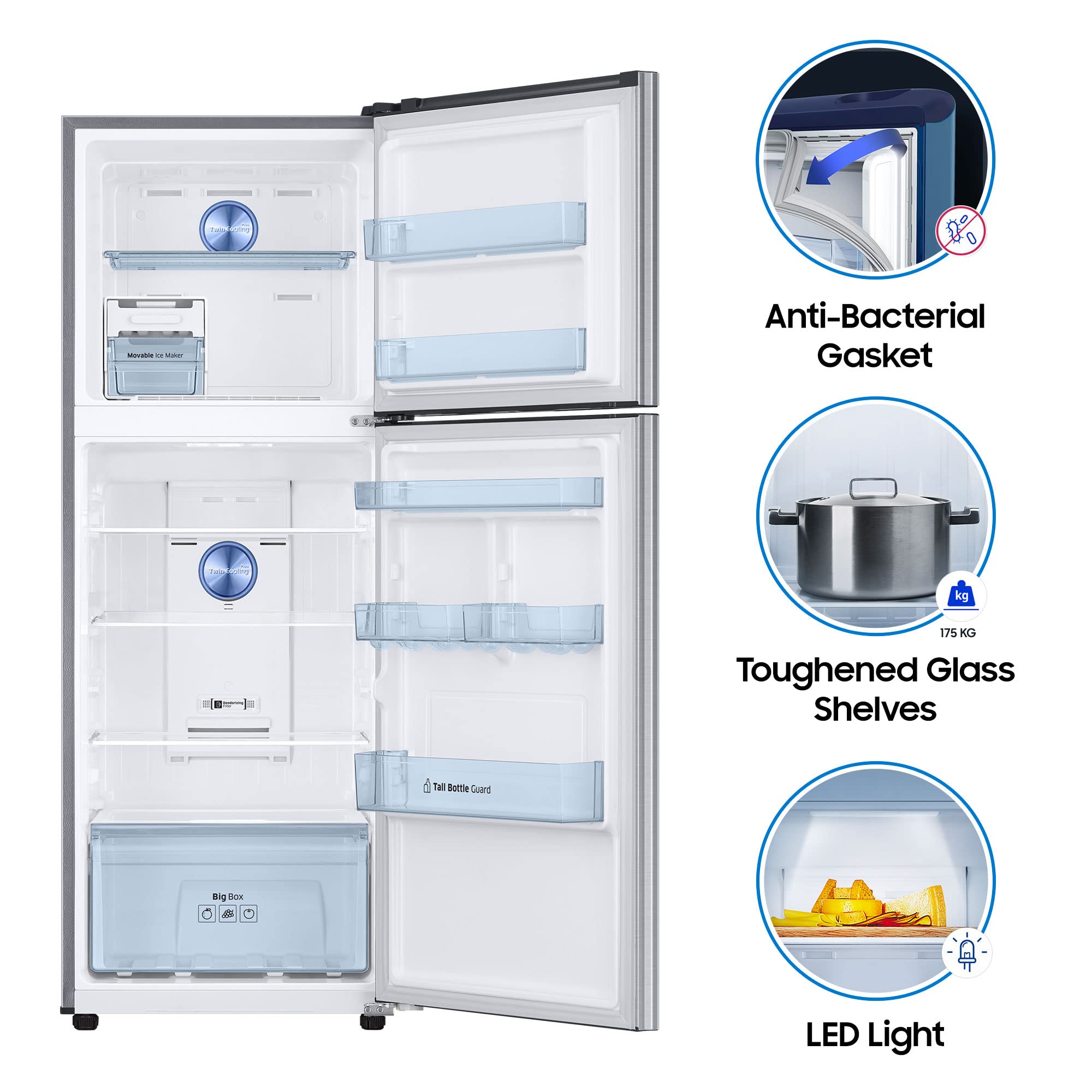 Samsung 324 L 3 Star Inverter Frost Free Double Door Refrigerator (RT34T4513S8/HL, Convertible 5In 1, Elegant Inox) 2