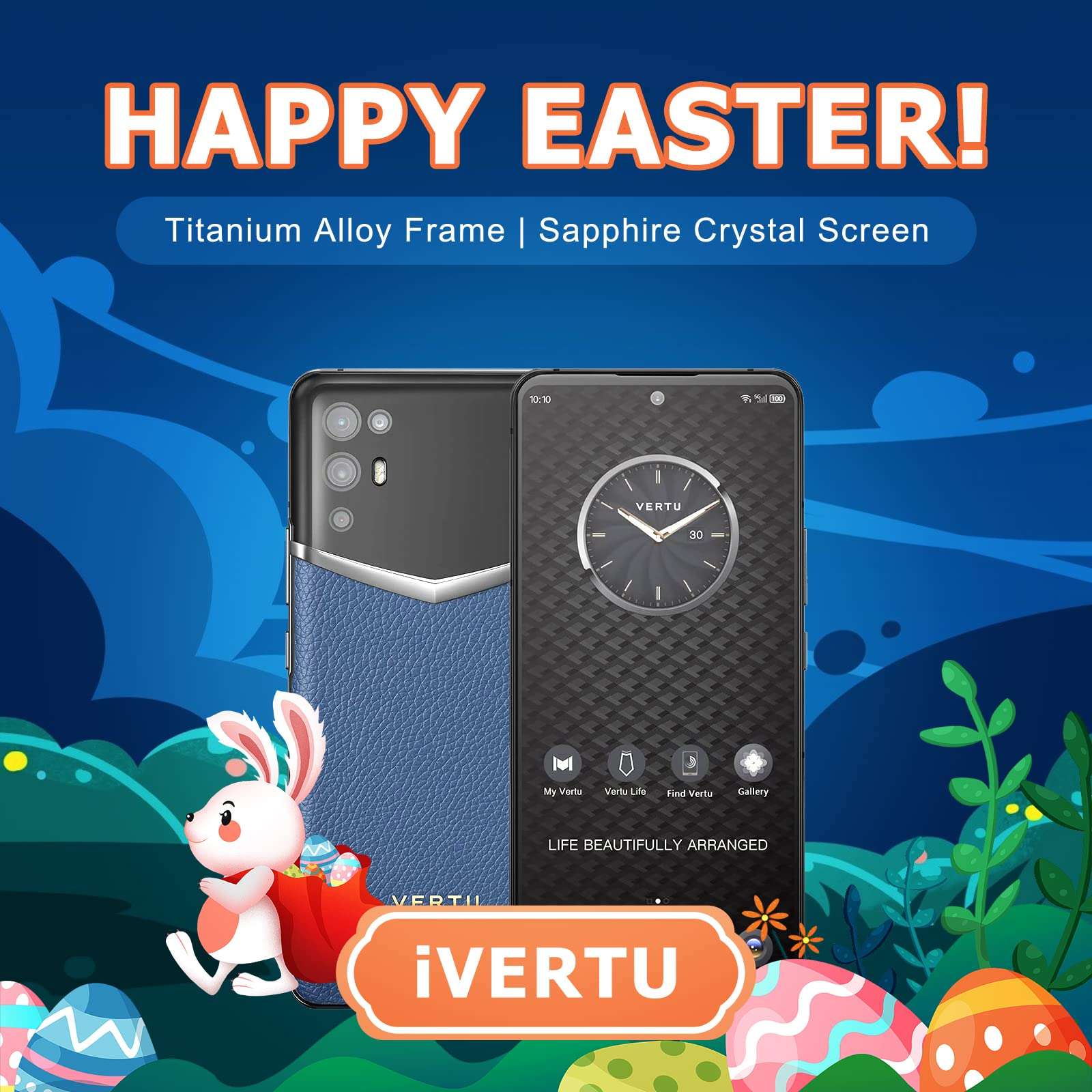 Vertu iVERTU 5G Unlocked Android Smartphone, Calf Leather Craft (Blue) 2