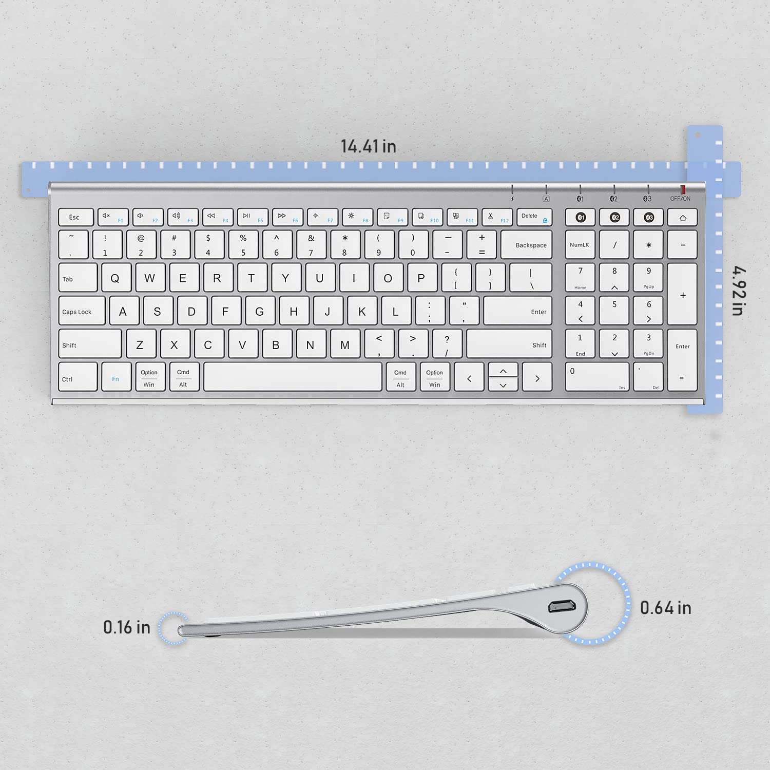 Nasuque Bluetooth Keyboard for Mac OS, Wireless Rechargeable Slim Multi-Device mac Keyboard with Number Pad Compatible for MacBook Pro/Air, iMac, iPhone, iPad Pro/Air/Mini - Silver 6