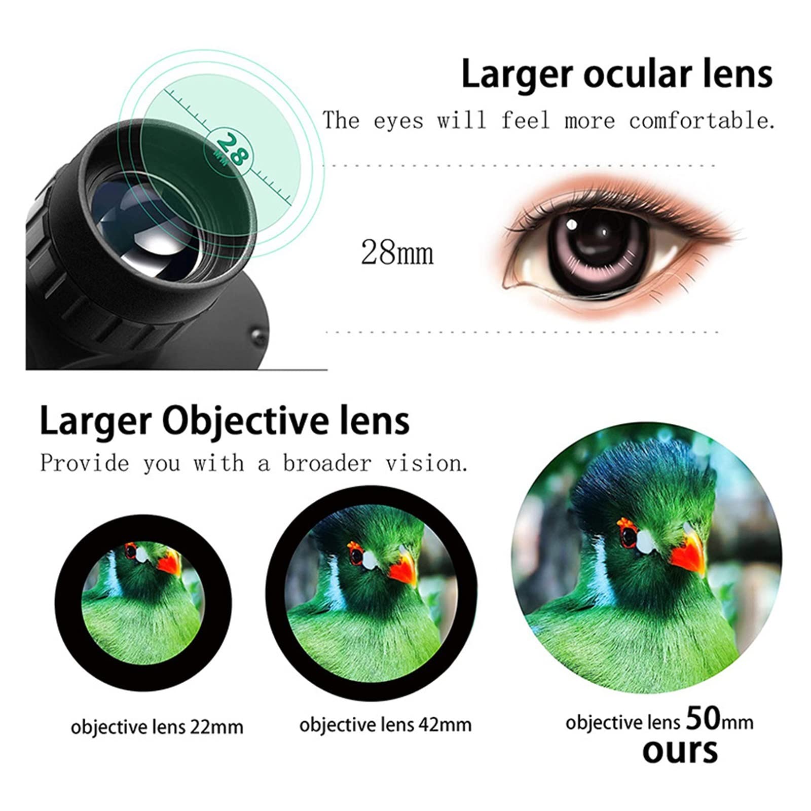 ZAUNCO Small Binoculars 20x50 HD Night Vision Binoculars with Large Field of View Waterproof Binoculars Bird Watching Outdoor Hunting Outdoor Travel Concert Sports Games 5