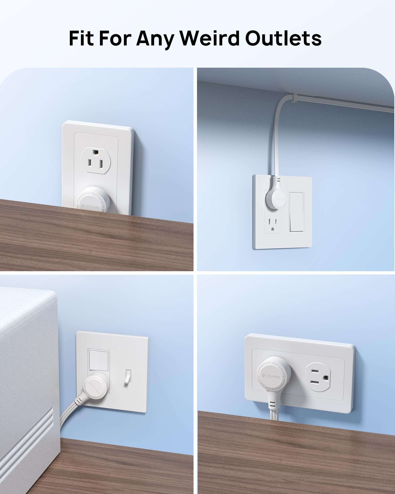 Bundle - 2 Items: 360° Rotating Flat Plug Extension Cord Surge Protector 6ft & 6 Outlet Extender Surge Protector with Rotating Plug 6