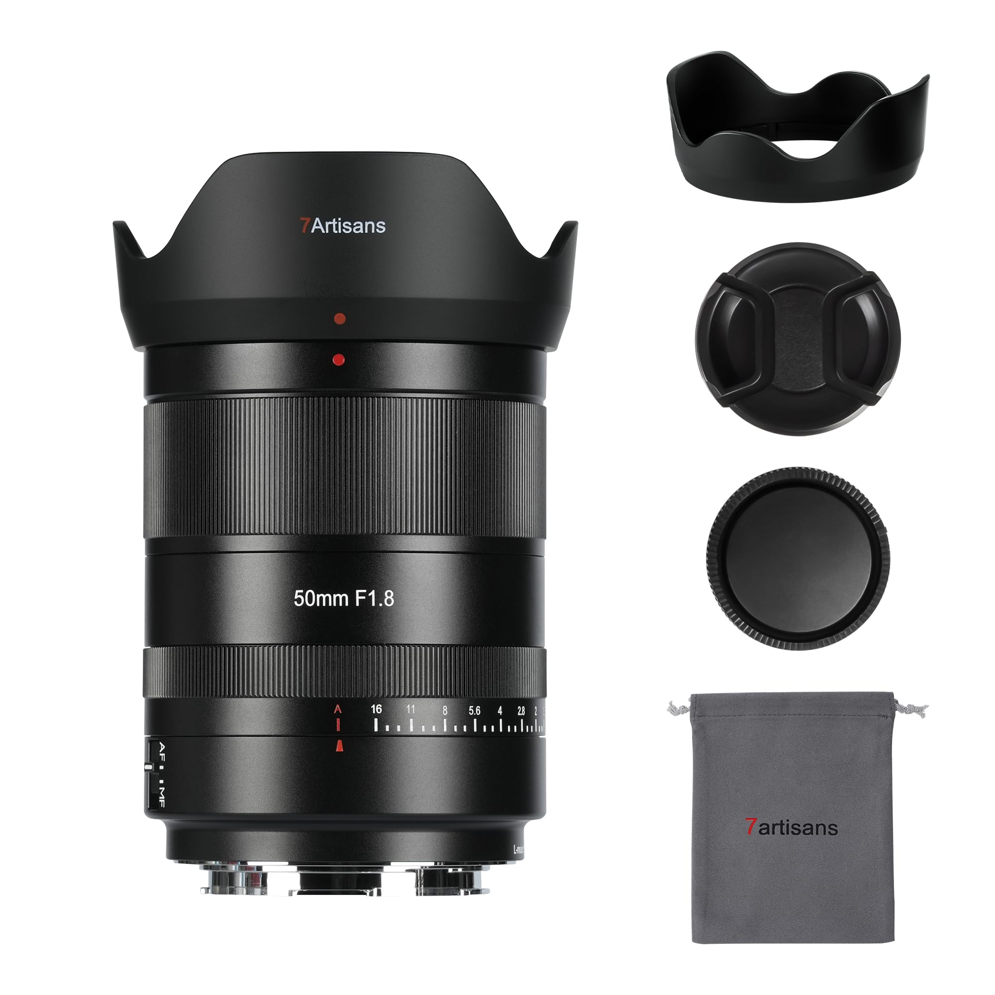 7artisans AutoFocus 50mm F1.8 Full Frame Lens,F1.8 Large Aperture,Support Automatic/Manual Aperture and Face/Eye Recognition,Compatible for Leica/Panasonic/Sigma L S1,S5,S9 Serise,Black
