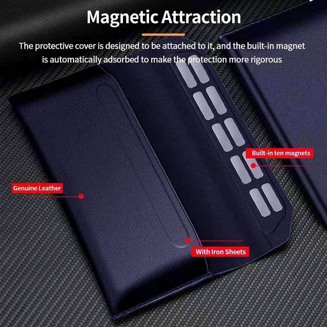 Midkart Leather Holster Compatible with Samsung Galaxy Z Fold 3 (2021) / Samsung Galaxy Z Fold 2 (2020) / Samsung Galaxy Fold (2019) / Xiaomi Mi Mix Fold / Huawei Mate X / XS Lichee Pattern Magnetic Closure Wallet Cover, Navy Blue 3