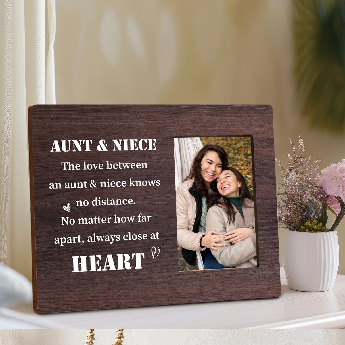 Aunt & Niece Photo Frame Gift, Aunt Gift from Niece, Gift for Niece from Aunt for New Year Christmas Thanksgiving, Long Distance Gift, Wood Picture Frame Present, Suitable for 4 * 6 Inches Photo 6