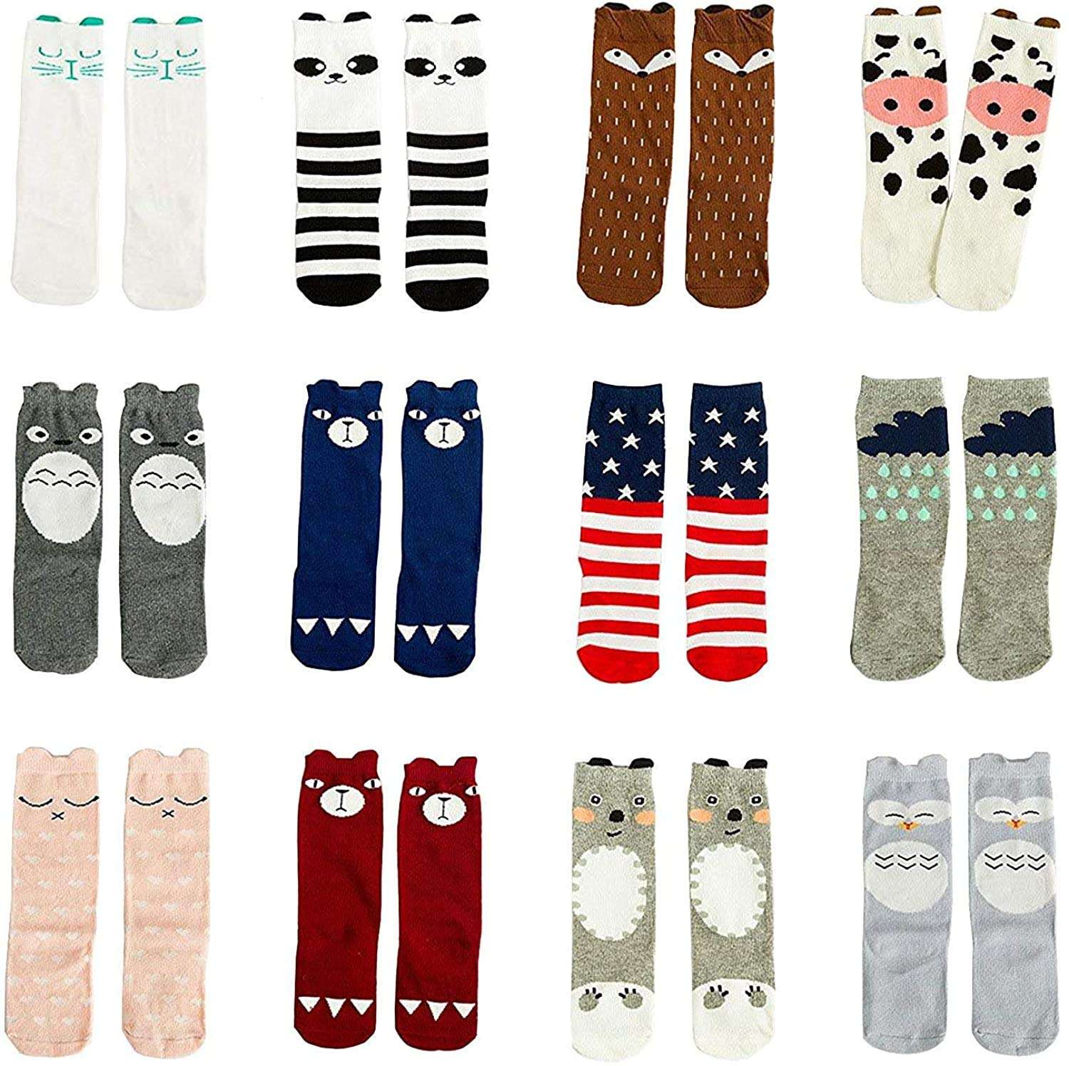 Gellwhu 12 Pairs Baby Girls Socks Toddler Socks Boy Baby Kids Knee High Socks 0-5Y (3-5 Years, 12 Pairs Set A) 1