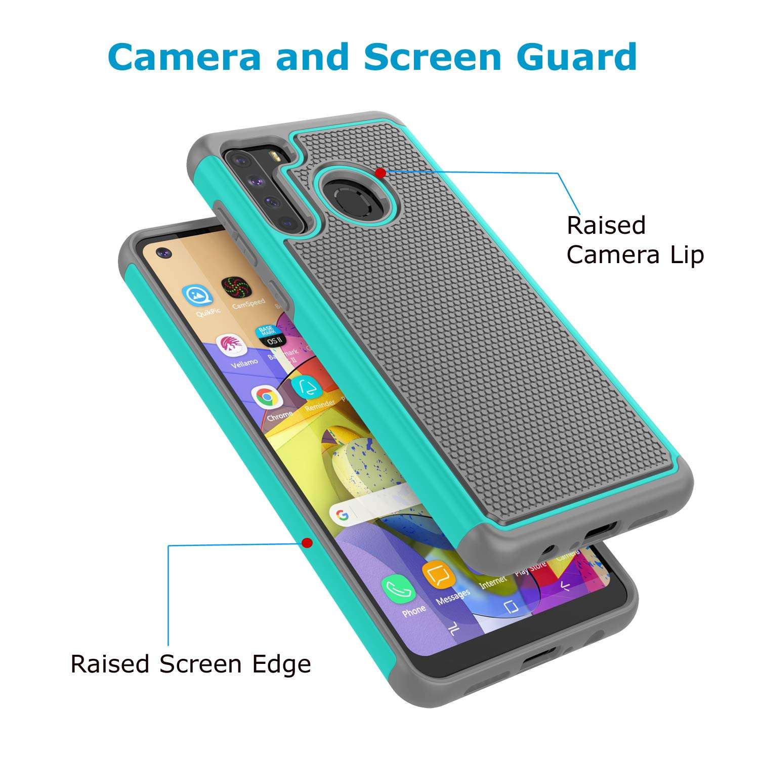 Takfox Galaxy A21 Case, Phone Case for Samsung A21, Heavy Duty Shockproof Rugged Cover Hard Plastic & Soft Silicone Dual Layer Protective Bumper Case for Samsung Galaxy A21-Turquoise 4