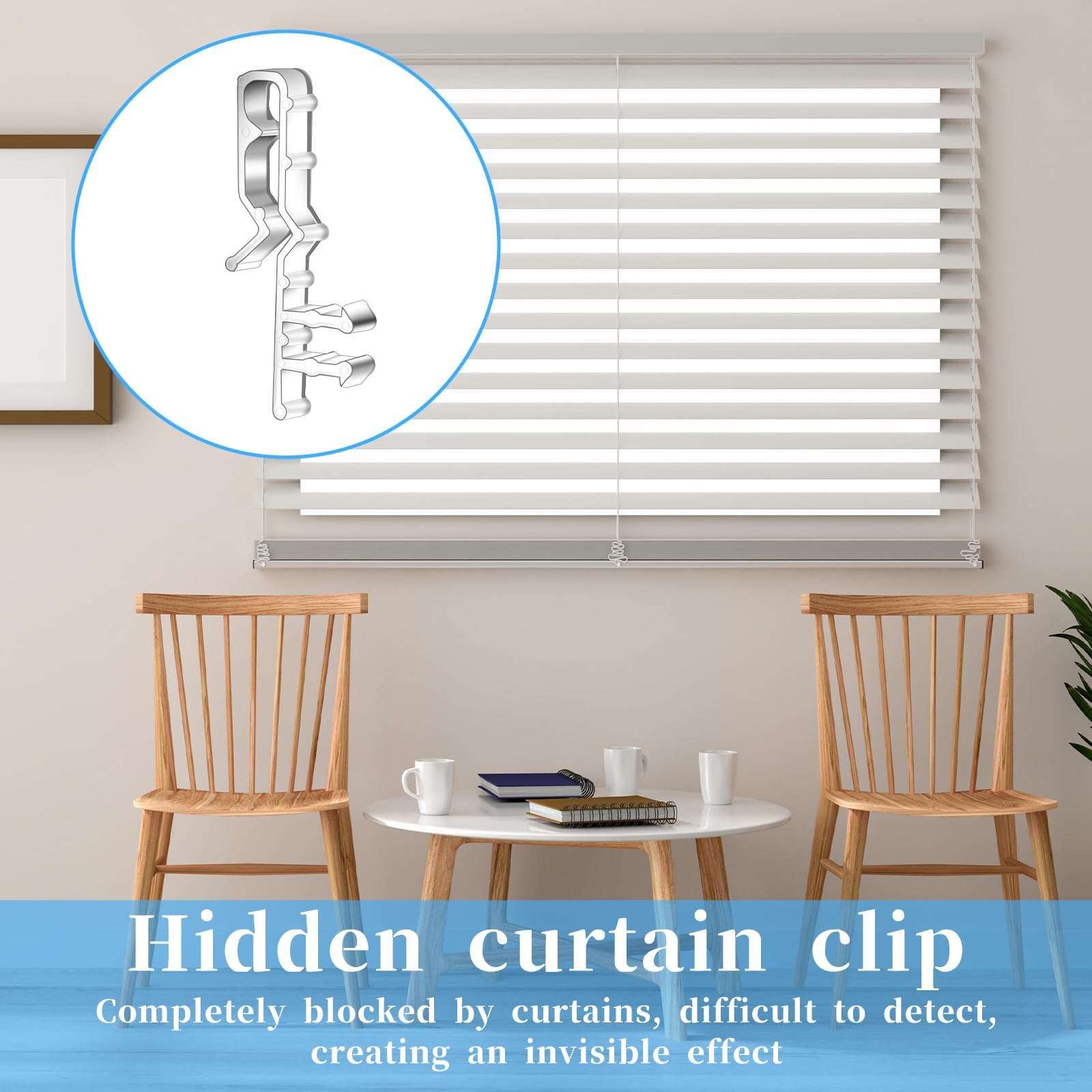 Valance Clips for Blinds, 12 Pcs 2-1/8inch Clear Plastic Blind Clips Mini Hidden Channel Blind Valance-Clip Window Blinds Retainer Holder Clip for The Valance with a Groove in The Back 6