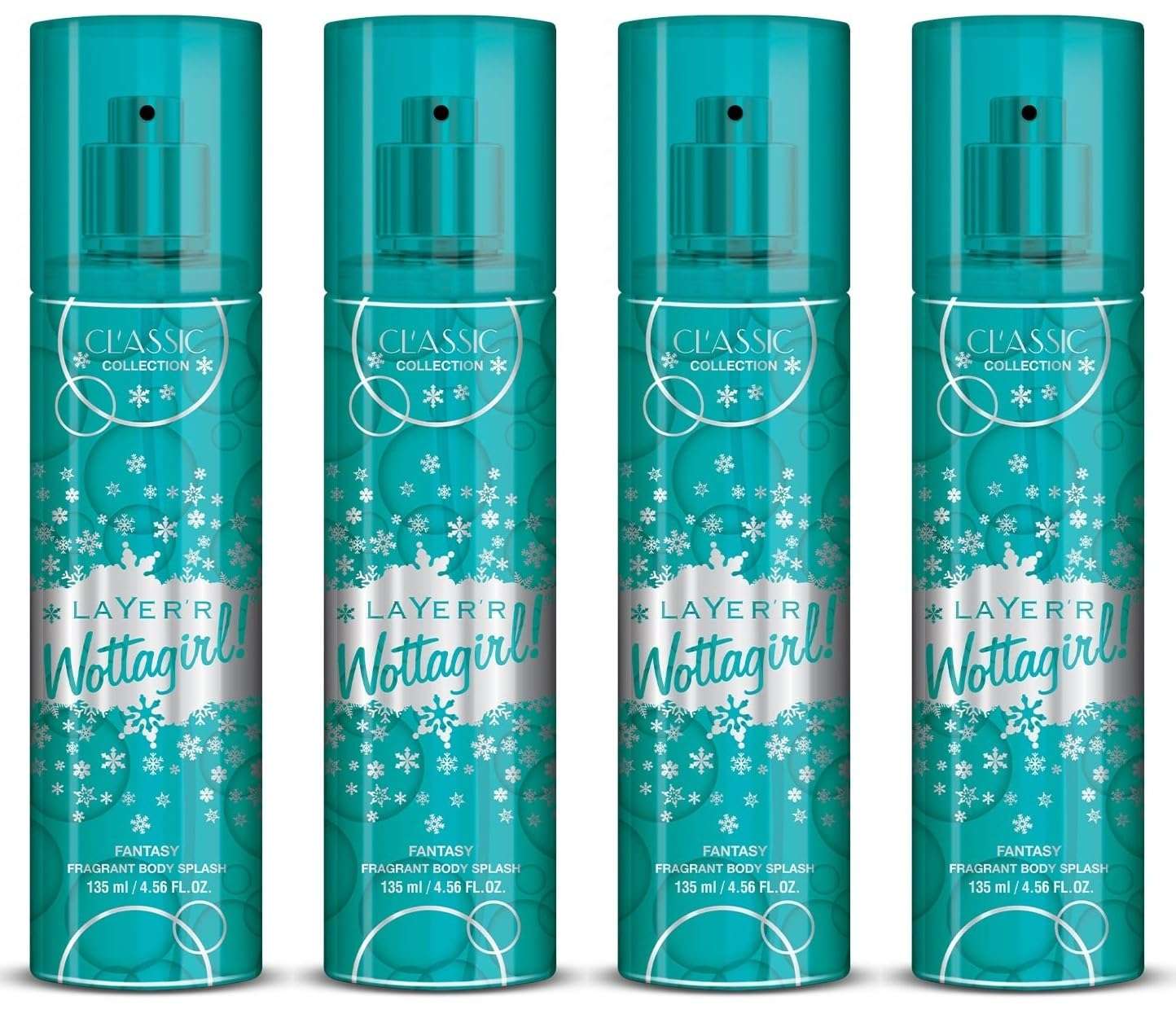 Layer'r Wottagirl Classic Collection Fantasy Fragrant Body Splash, 135ml x Pack of 4 1