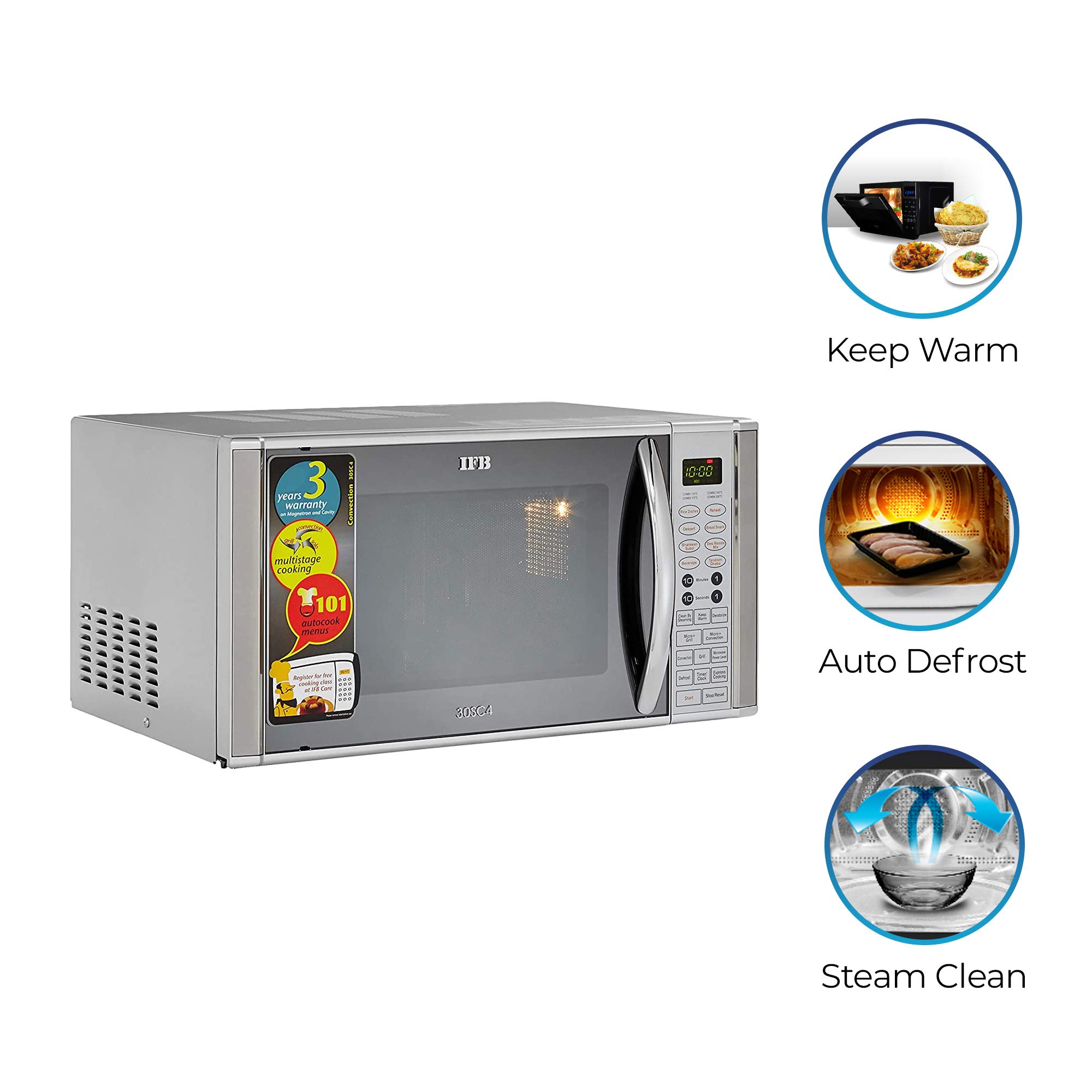 IFB 30 L Convection Microwave Oven (30SC4, Metallic Silver), STANDARD 3