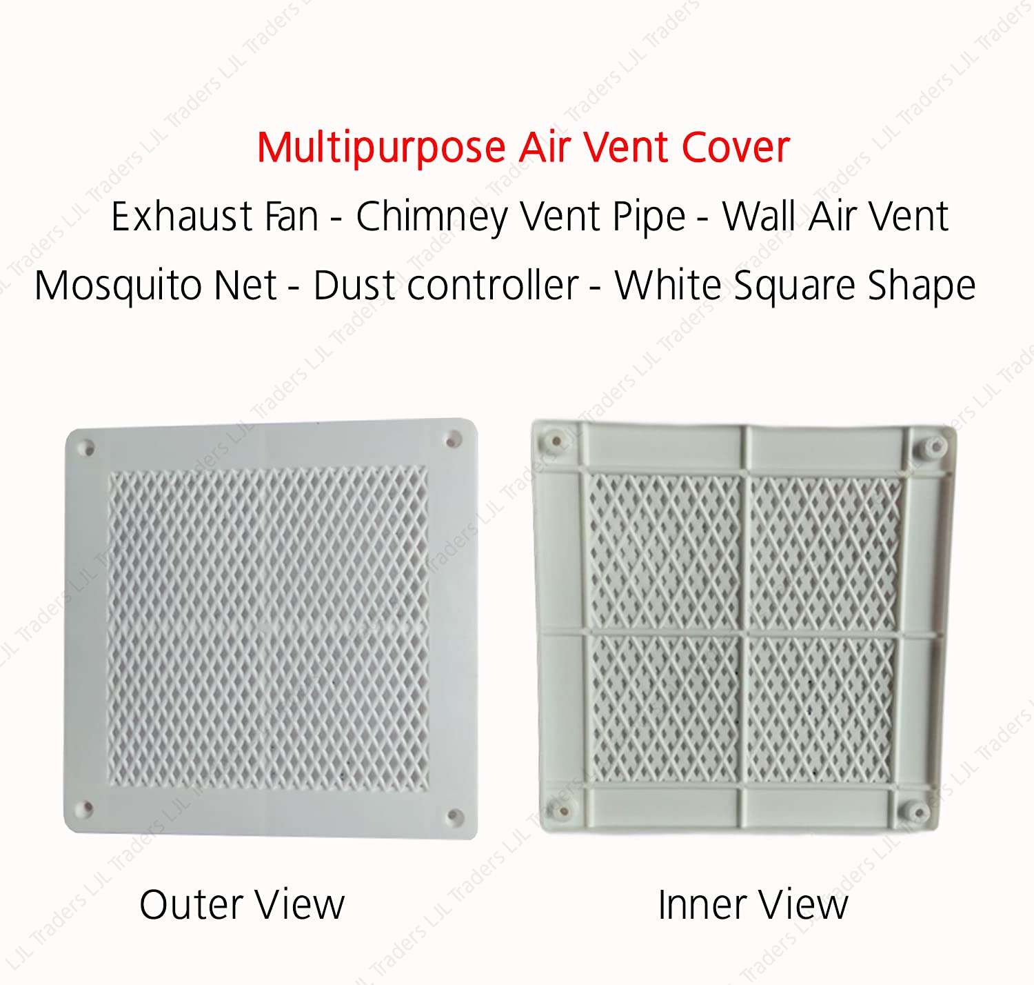 LJL Traders Wall Exhaust Fan/Chimney Vent Pipe Cover And Mosquito Net Dust controller/Air Vent Grille Cover Ducting (7 Inch Square, 3 Piece) 4