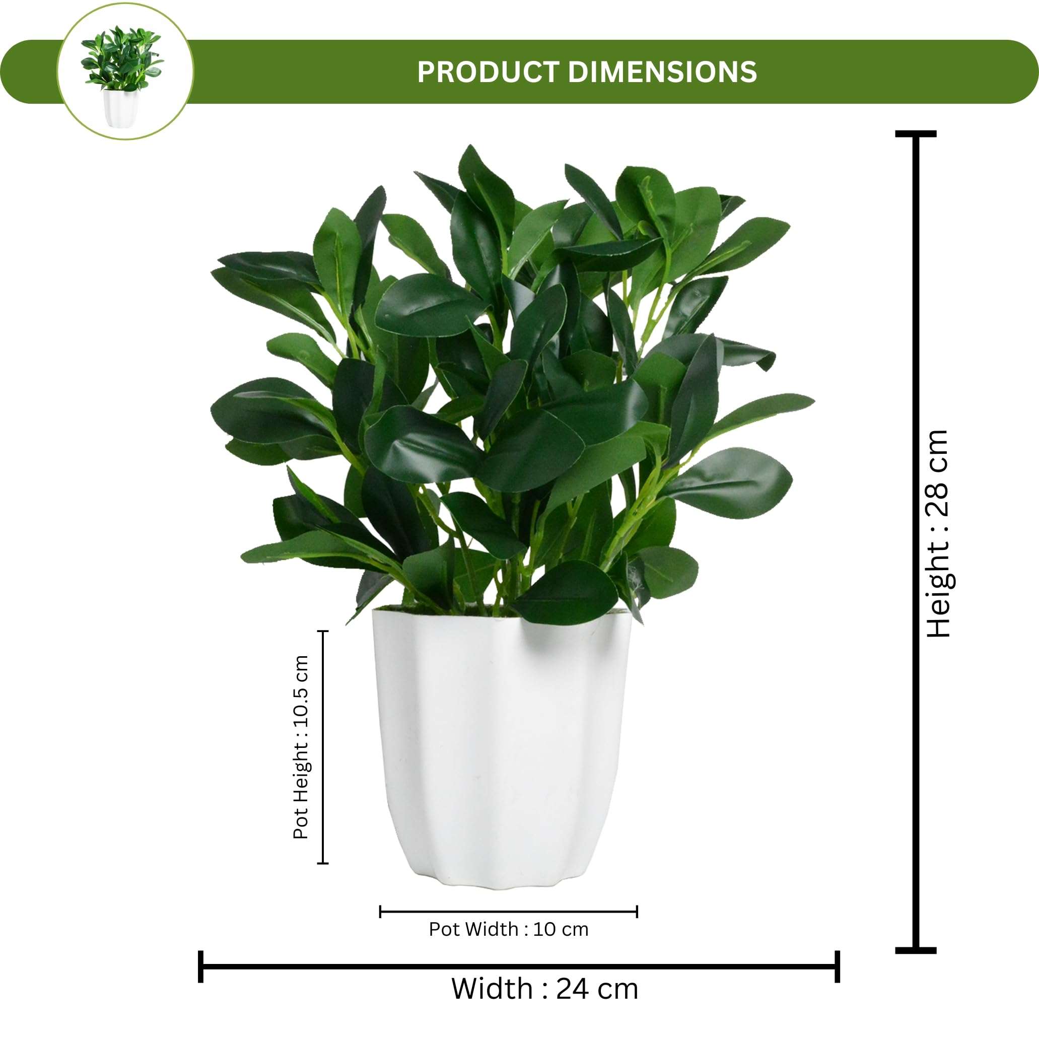 fancymart Plastic Artificial Rubber Plant With Pot Perfect For Home Decor And Office Decor, Ficus, Green 4
