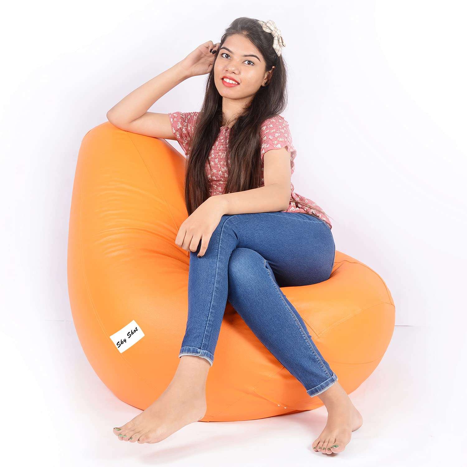 Skyshot Classic Bean Bag Filled with Beans/Fillers (XL, Orange) 5