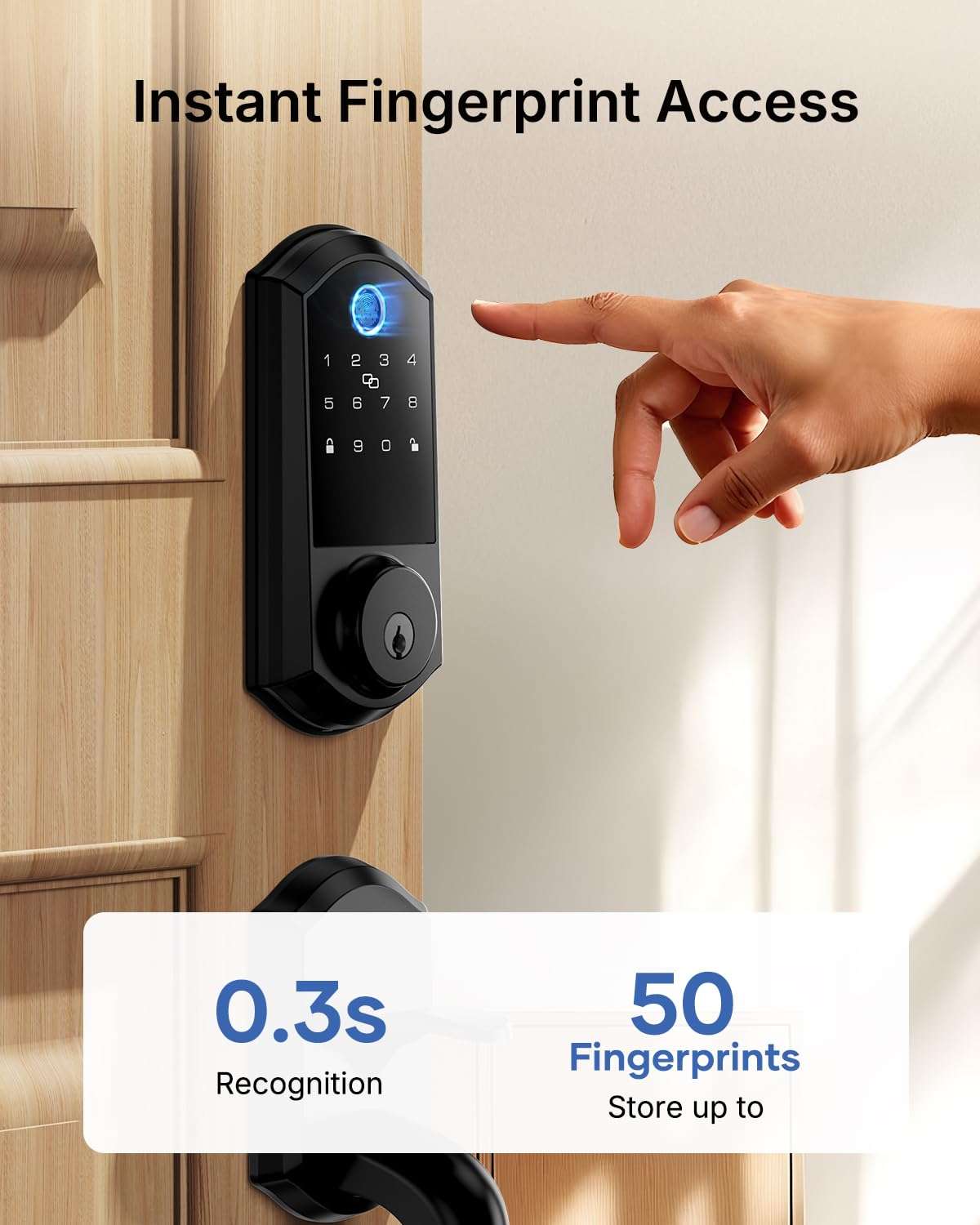 Smart Front Door Lock Set - Firstriver Keyless Entry Door Lock with Handle, Fingerprint Deadbolt, Keypad & Bluetooth App Control, Electronic Auto Lock, Compatible with Alexa & Google Assistant, Black 3