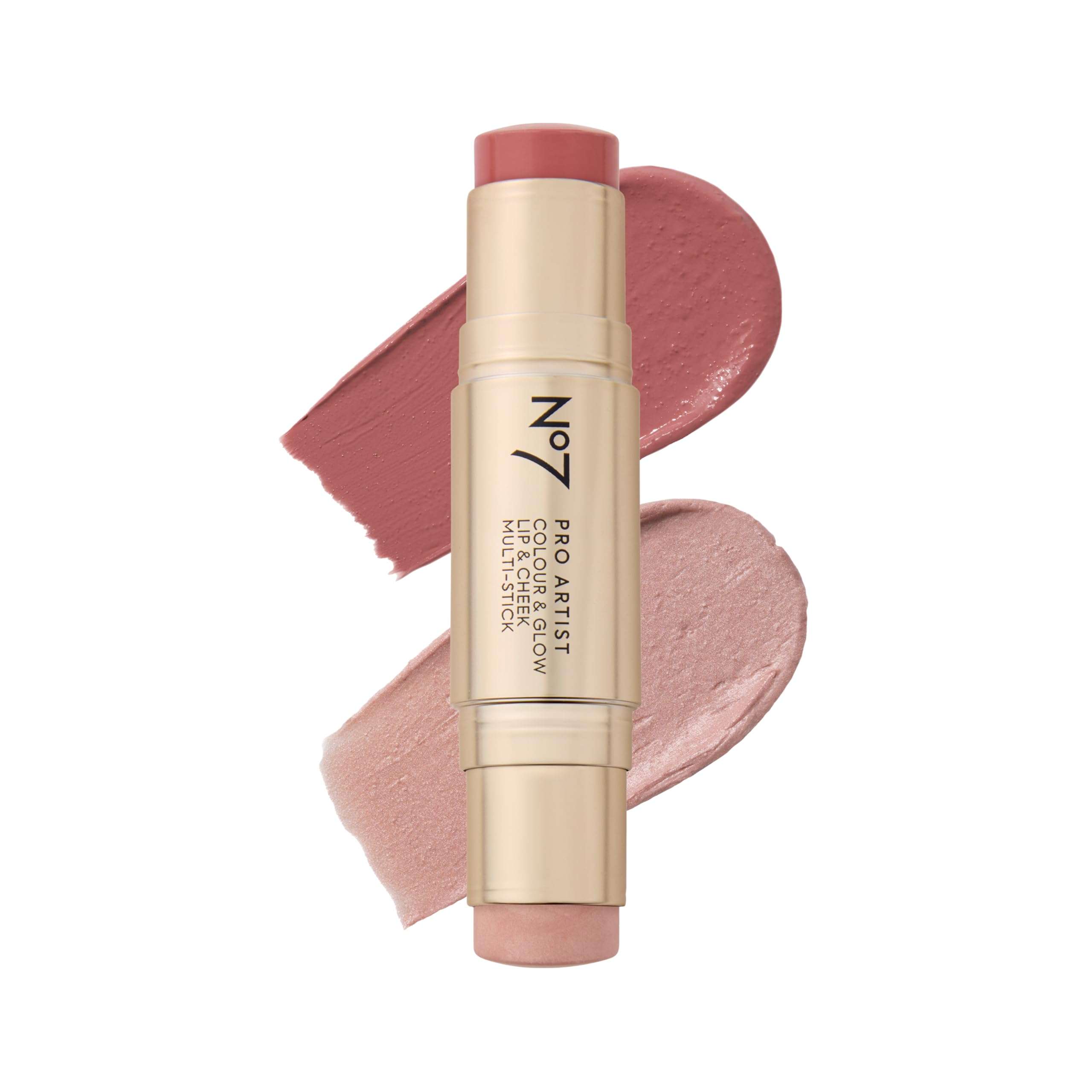 No7 Pro Artist Color & Glow Cream Blush Stick - Dual-Ended Blush for Cheeks, Eyes & Lips - Delivers Soft-Focus Radiance and Buildable Color - Rose Pink/Pearl Glow (10g) 1