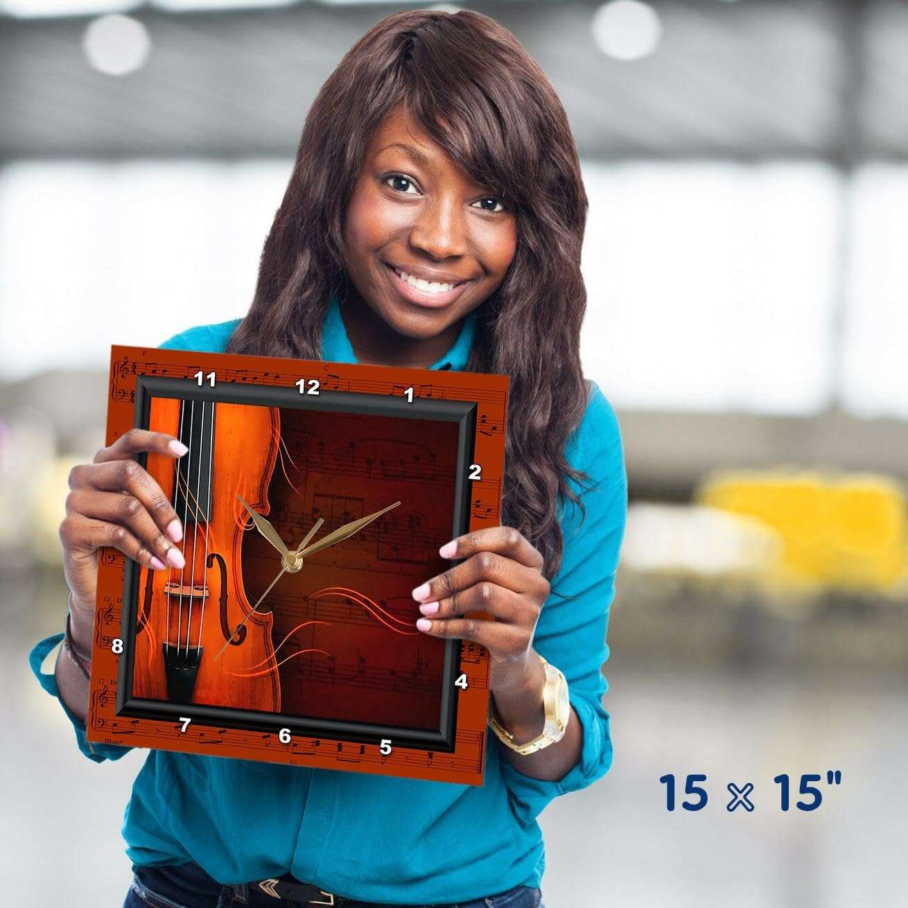 3dRose DPP_18390_3 Violin or Fiddle Wall Clock, 15 by 15-Inch 6