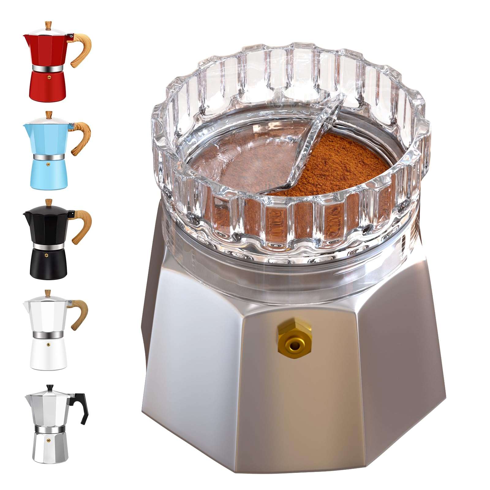 DITOSH Moka Pot Dosing Funnel Transparent Mocha Dispenser Precise Volume Control Perfect Extraction Ratio for 3 Cup Aluminum Espresso Stovetop Coffeemaker-M65mm 1