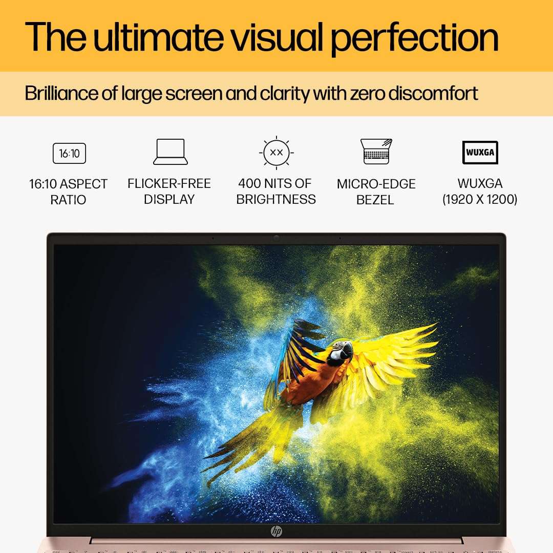 HP Pavilion Aero AMD Ryzen 7 7735U 13.3 inch(33.8cm) WUXGA IPS Micro-Edge Laptop(16GB RAM/1TB SSD/AMD Radeon Graphics/Win 11/MSO/Backlit Keyboard/B&O/FPR/Alexa/Rose Gold/970 grams) 13-be2046AU 2