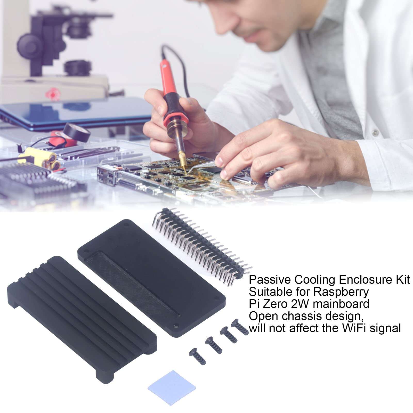 Tbest Single Board Computers,Aluminum Alloy Cooling Case Acrylic Bottom Shell Passive Cooling Enclosure for Raserry Pi Straight Pin Header (Bent pin Header) 5