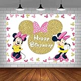 Minnie Mouse Birthday Backdrop for Princess Girls Gold Princess Girls Banner Background Photo Studio Celebration Party Banner Prop Photo Shoot Booth 3
