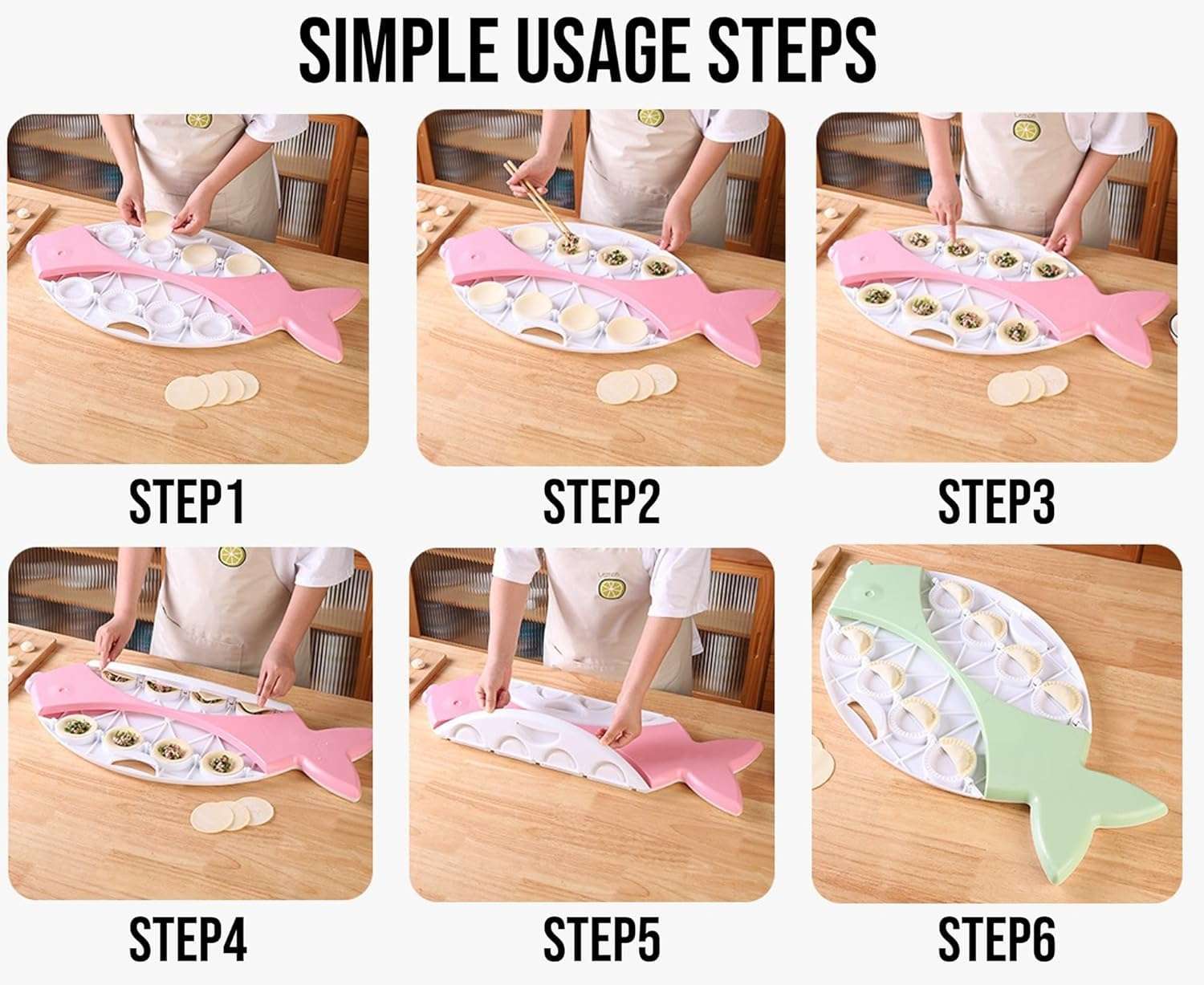 Toriox Fish Shape 8 in 1 Dumpling Maker Ghughra Momos Maker Machine, Skin Press Mould for Gujiya Ghughra Mould Machine, Kitchen Dumpling Making Tool with Dumpling Puri Maker 3