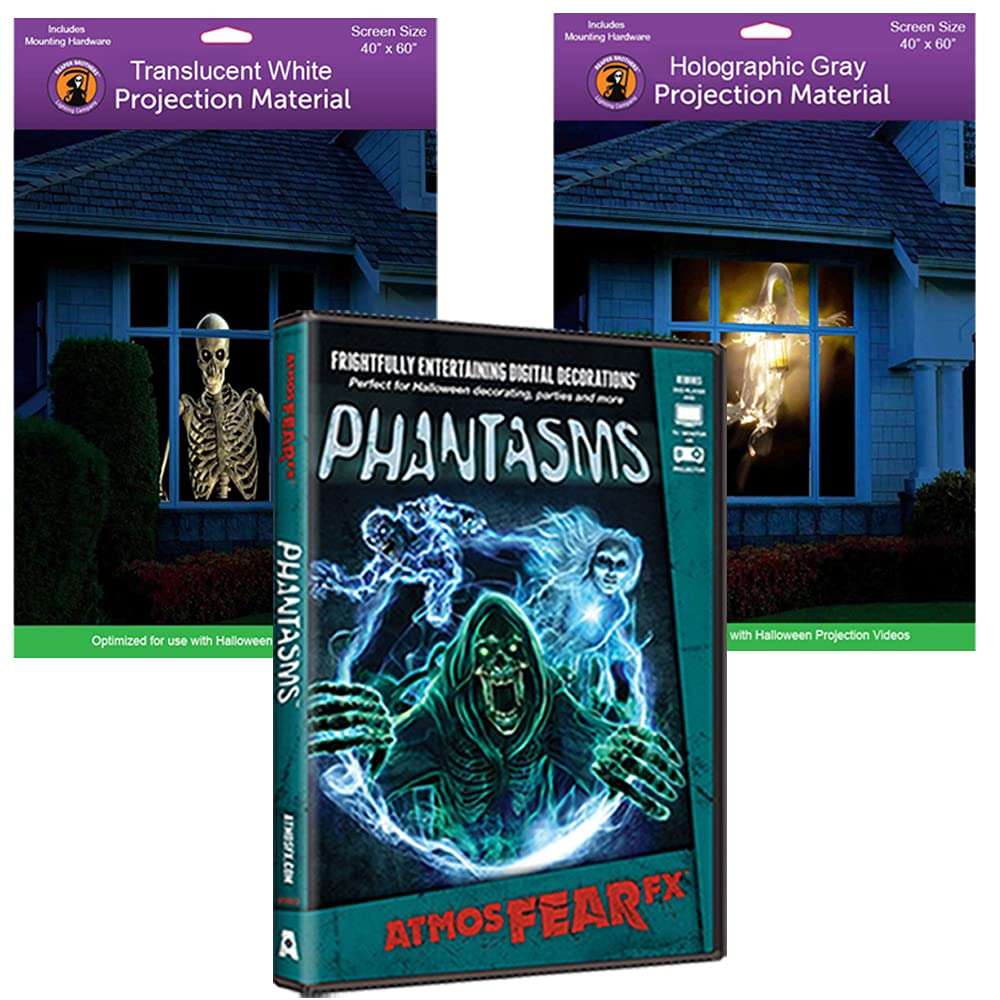 AtmosFEARfx Phantasms Halloween Digital Decoration DVD with Holographic Window + Reaper Bros® Window Projection Screens 1