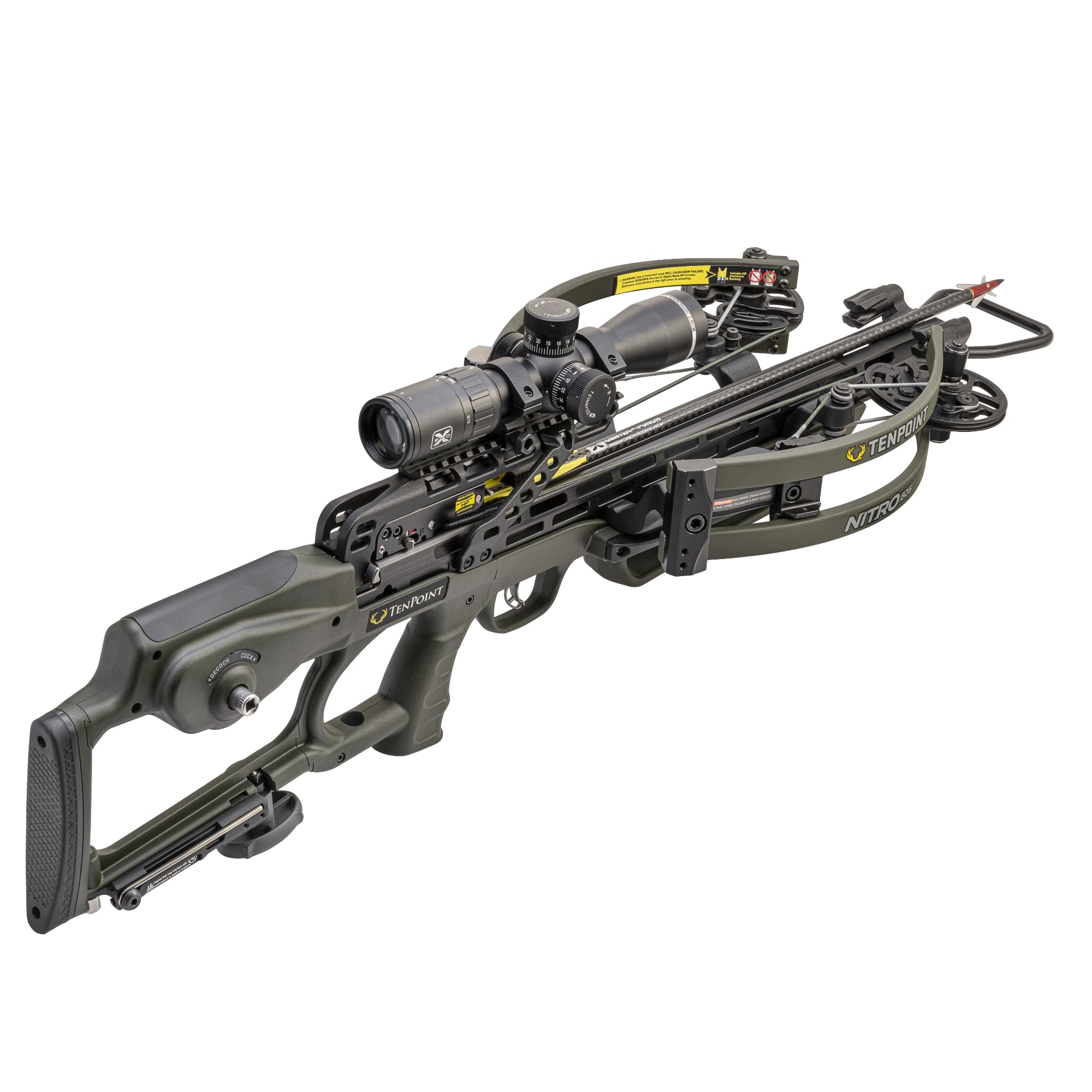 TenPoint Nitro 505 Crossbow, Moss Green - 505 FPS - Equipped with 100-Yard EVO-X Marksman Elite Scope, Scope Struts + ACUslide Cocking & De-Cocking System - Reverse-Draw Design 1