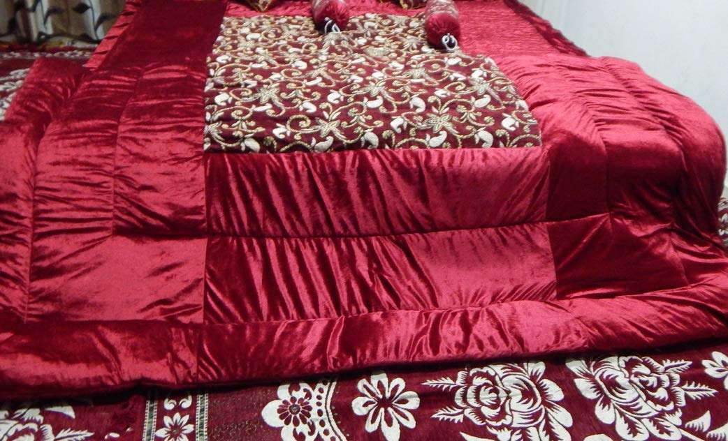 PEPONI Lycra Velvet Touch 480 TC Bedding Set (Standard_Maroon) 3
