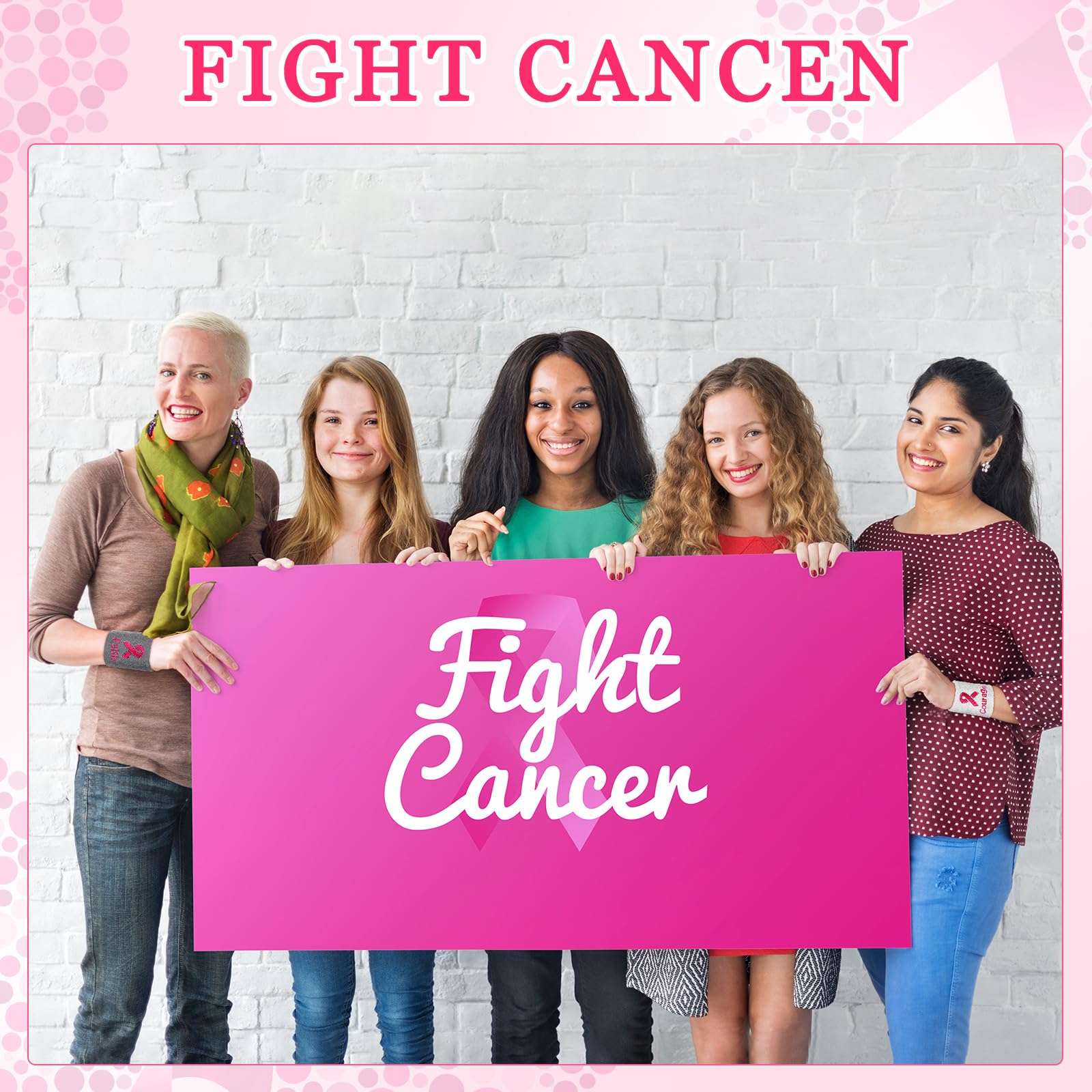 Shappy 60 Pcs Breast Cancer Awareness Wristbands Pink Ribbon Sweatbands Sports Wristbands for Tennis Football Basketball Running Athletic for Breast Cancer Awareness Month, 6 Colors 4