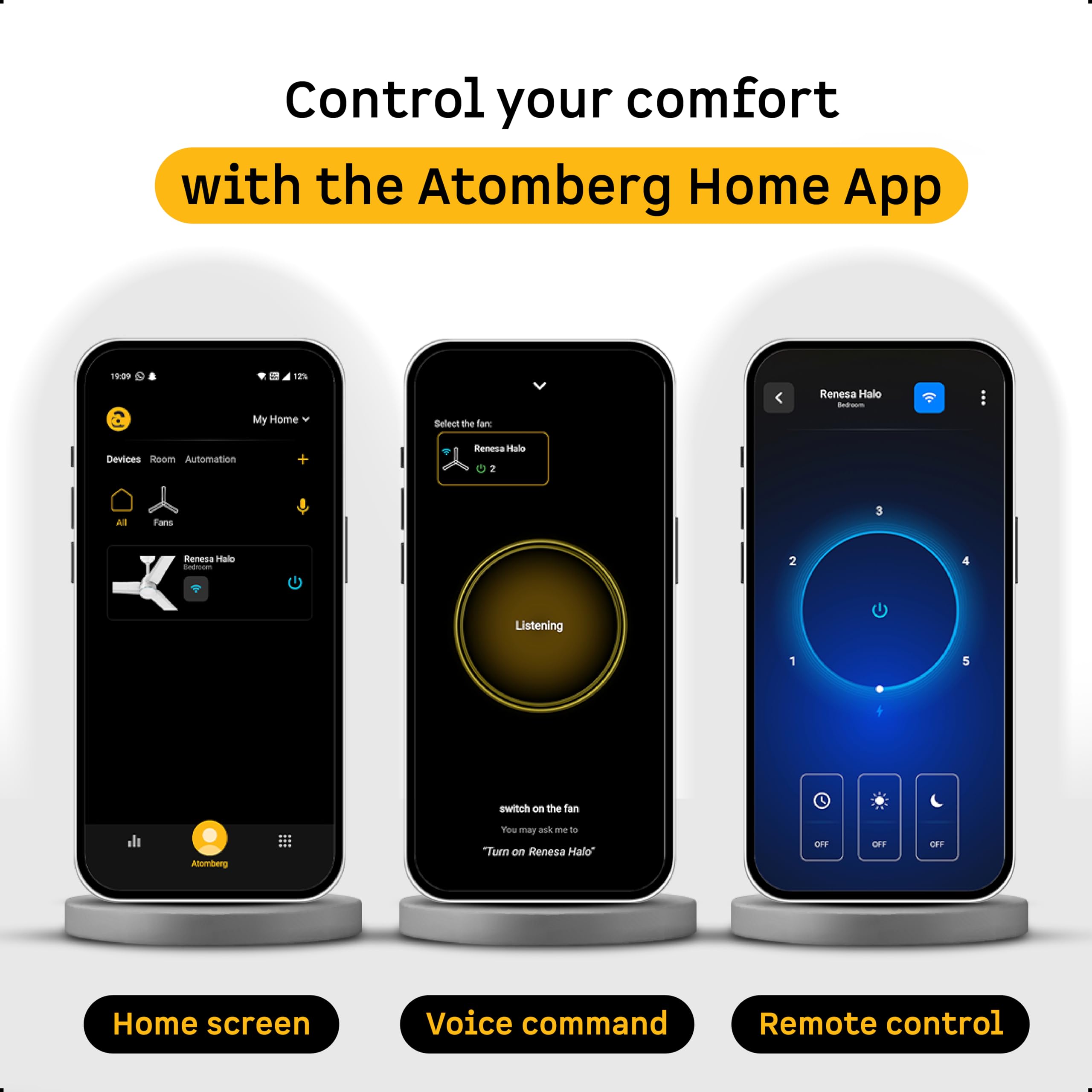 atomberg Renesa Halo Smart 1400mm BLDC Ceiling Fan with IoT & Remote | BEE 5 star | High Air Delivery | Low noise operation | LED Speed Indicator | Sleek Design | 3 Year Warranty| Blaze Brown 6
