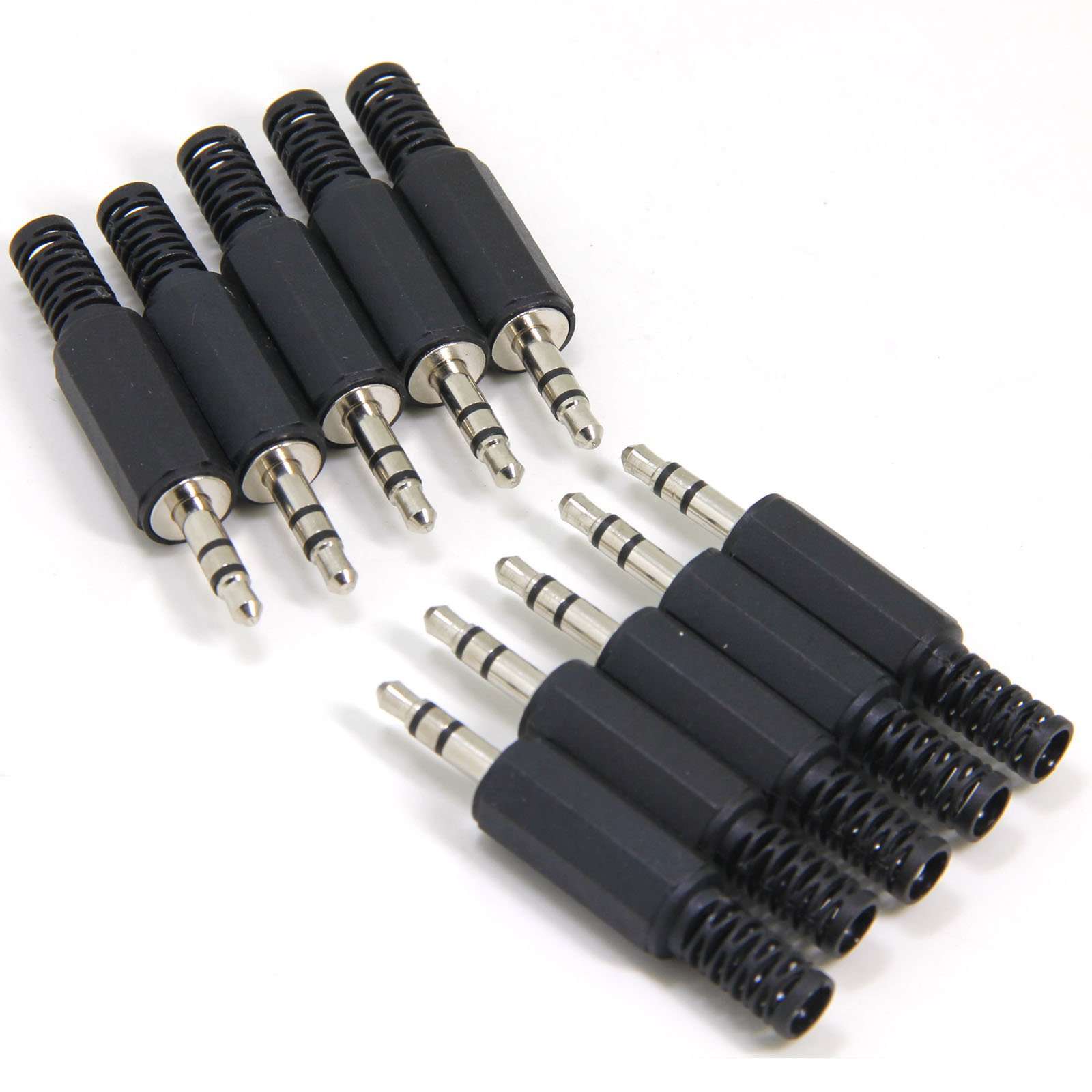 Ancable Replacement 10-Pack TRS Male Plug 3 Pole 1/8" 3.5mm Solder Type DIY Audio Cable Connector for Repair Headphones Headset 1