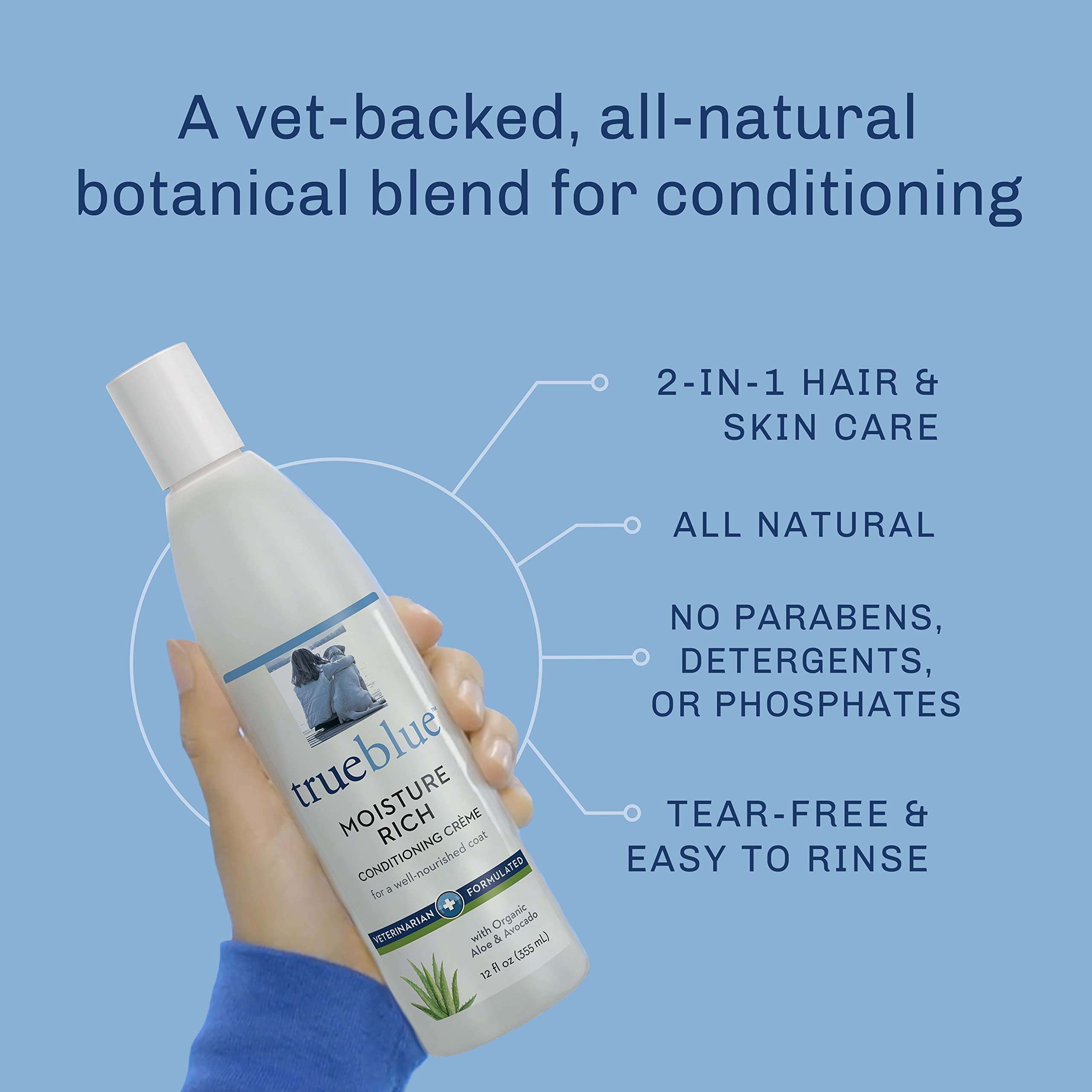 TrueBlue Aloe & Avocado Moisture-Rich Conditioning Dog Crème – Conditioner Cream for Dogs, Puppies - Deodorizing, Moisturizing, Tearless – Toxin Free, Natural Botanical Blend – 12 Fl. Oz. 4