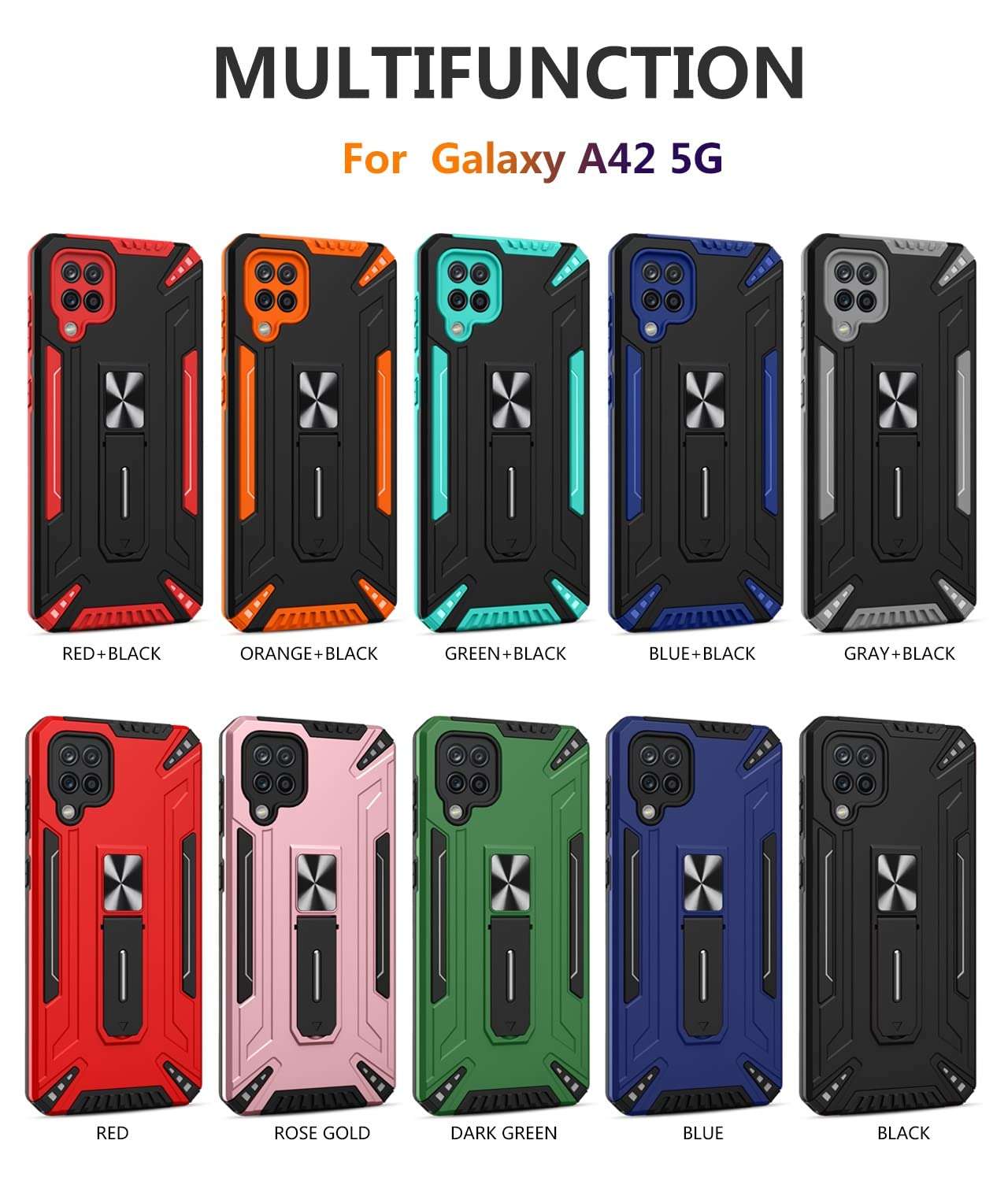 HongLiang Phone Cover Case Compatible with Samsung Galaxy A42 5G, Compatible with Samsung Galaxy A42 5G Case Heavy Duty Shock Absorption Full Body Protective TPU Rubber with Hard PC Phone Case Cover S 4