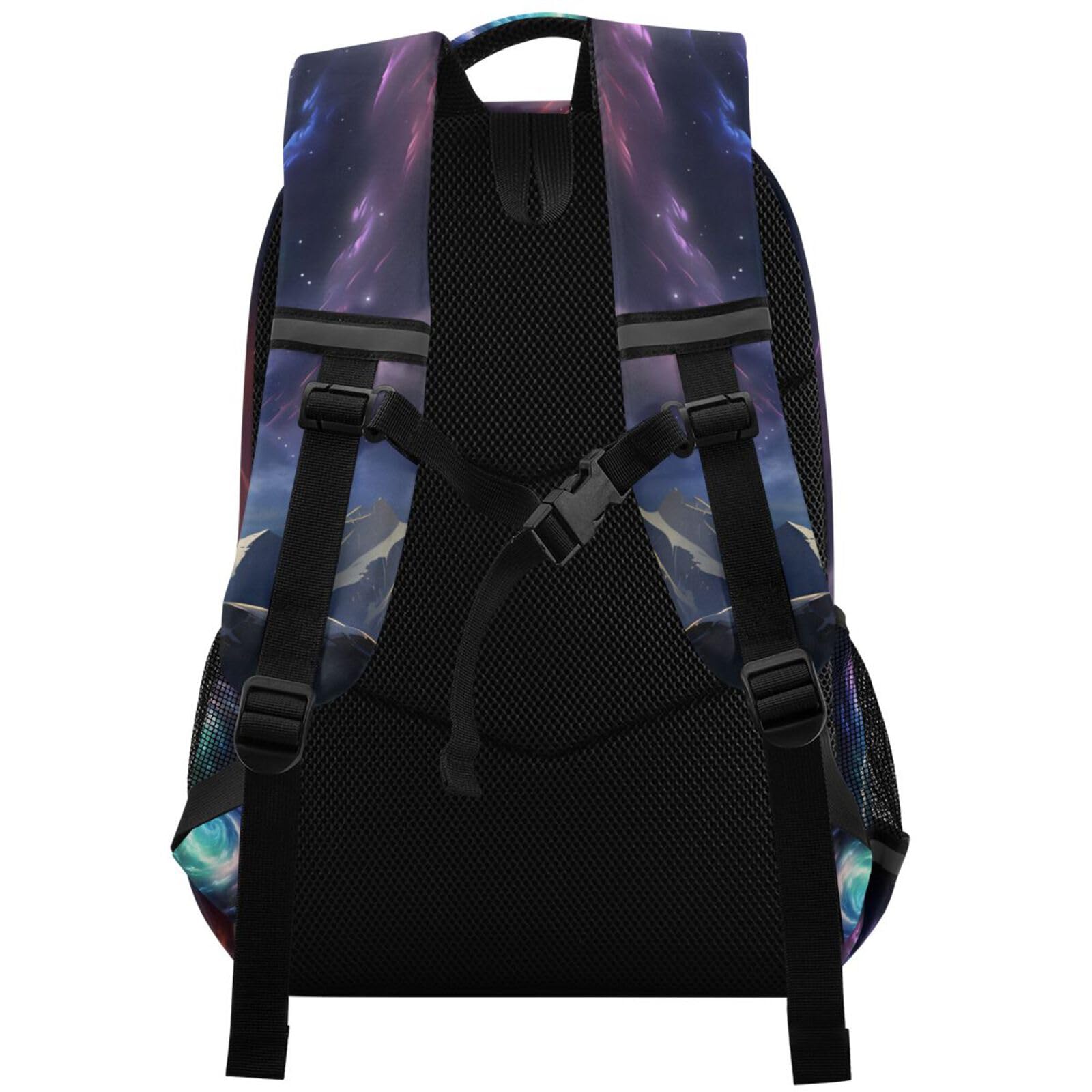 Wolf Backpack for Students Boys Girls Wolf with Galaxy School Bag Travel Daypack Rucksack 3