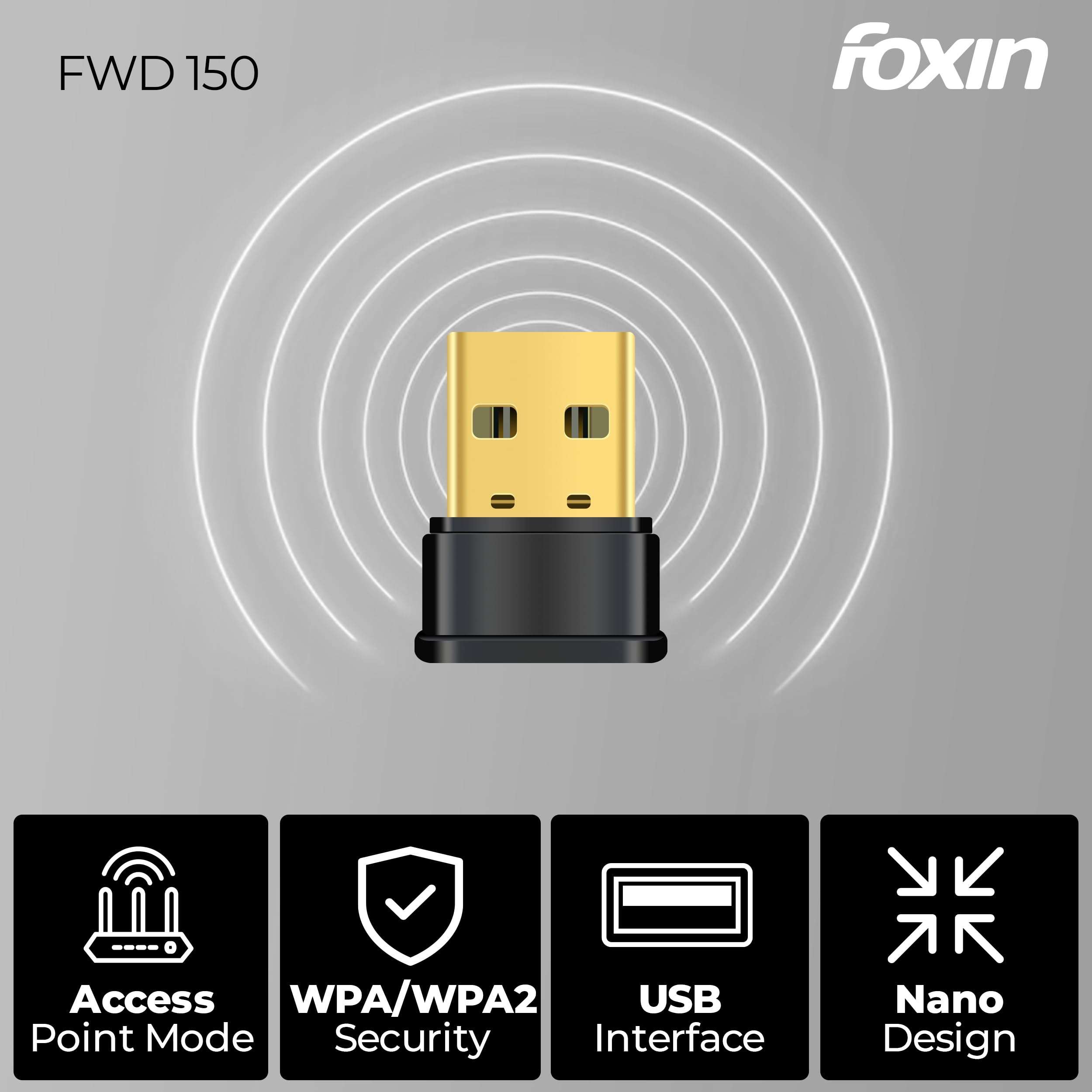 Foxin Nano 150 mbps Wireless USB Wi-Fi Adapter for PC, Desktop, Laptop | Mini WiFi Dongle Compatible with Windows, Mac Os & Linux Kernel | Advanced Security WPA/WPA2 encryption Standards | 150 mbps 3