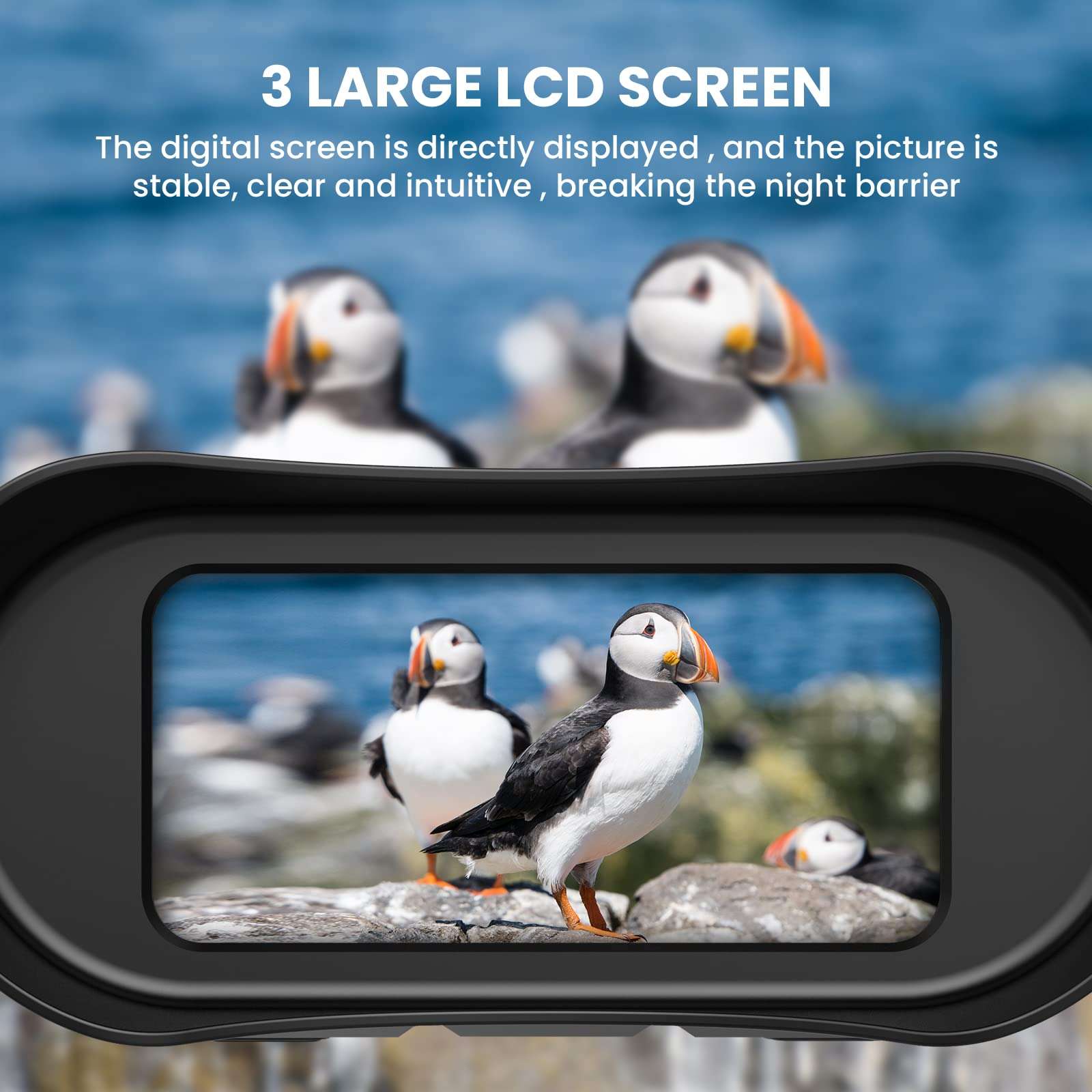 4K Digital Night Vision Goggles Binoculars for Total Darkness, Infrared Digital Night Vision, 32GB Memory Card for Photo and Video Storage, 3'' Large Screen Perfect for Hunting and Farm Monitoring 3