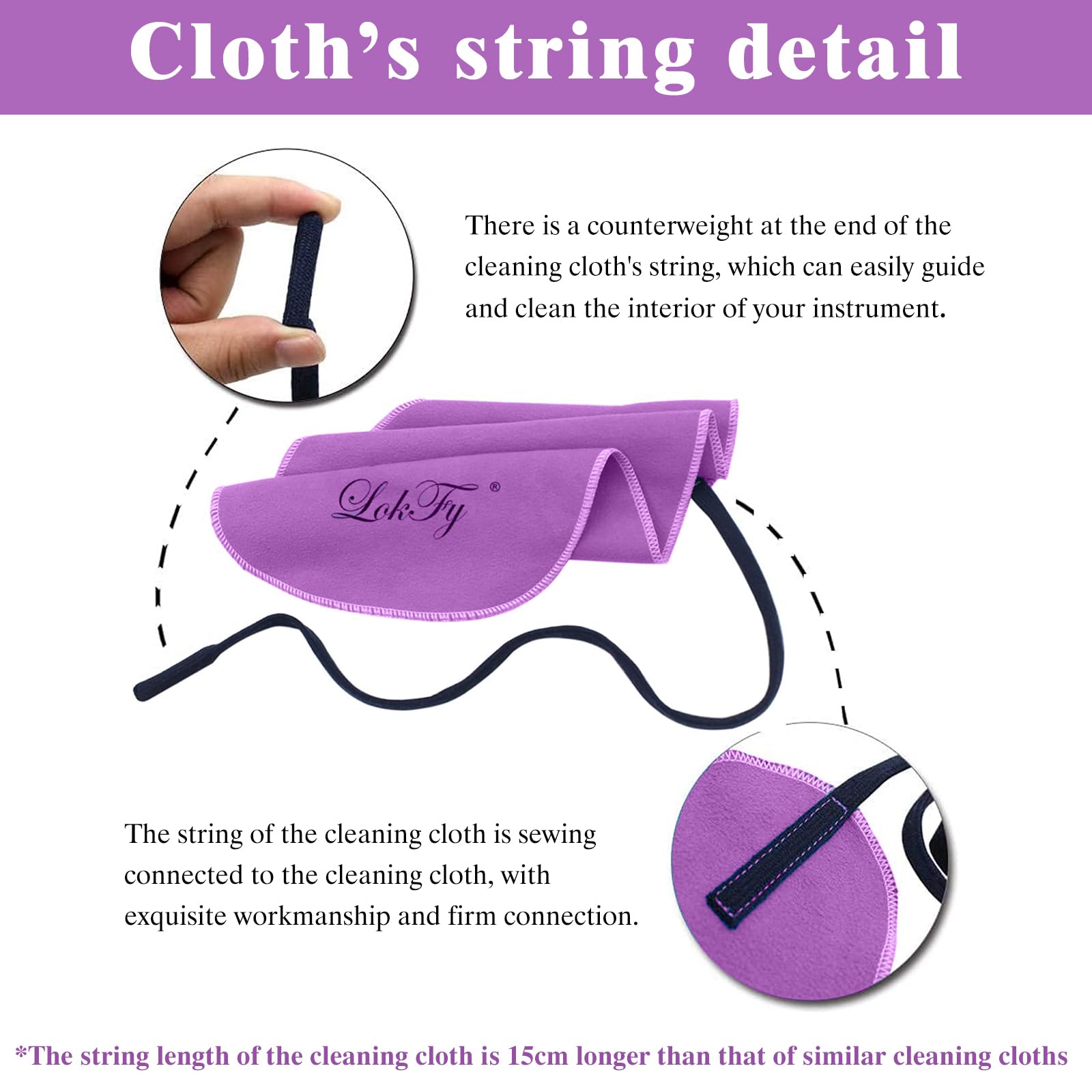 Cleaning Cloth for Inside Tube Suitable for Clarinet Piccolo Flute Sax Saxophone 5