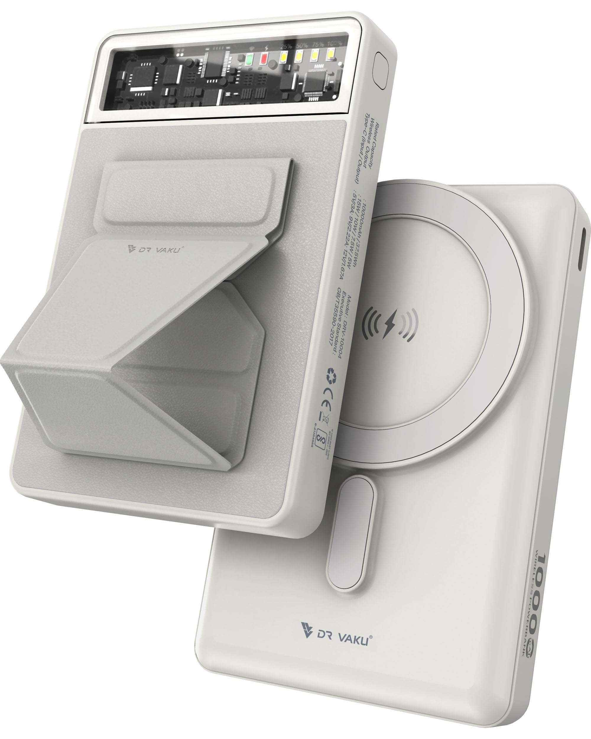 DR VAKU® 10000mAh Magnetic Wireless Power Bank Maxen Magpro for iPhone 15/14/13/12 Series Type C Fast Charging Lithium Polymer Battery (Input & Output) 15w Wireless & Mag-Safe - White 1