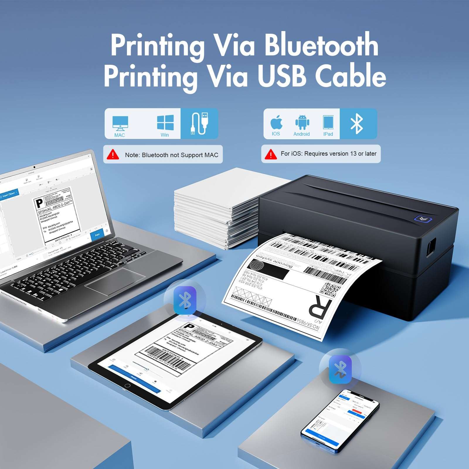 Bluetooth Thermal Shipping Label Printer: 4x6 Wireless Label Maker with Tape for Small Business - Compatible with iPhone, Android, Windows & Mac, Widely Used for USPS UPS Ebay Amazon Shopify Etsy 3