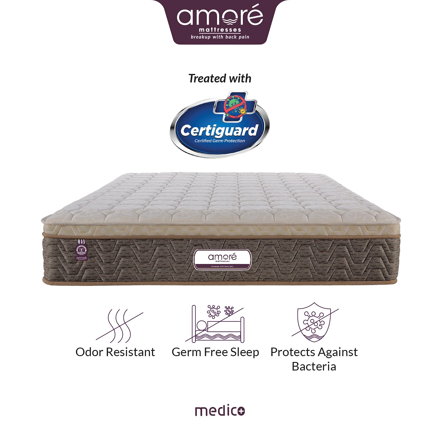 AMORE Medico 8 Inch Eurotop Bonnell Spring & HR Foam Soft Double Size Mattress (72x48x8 Inch) 6